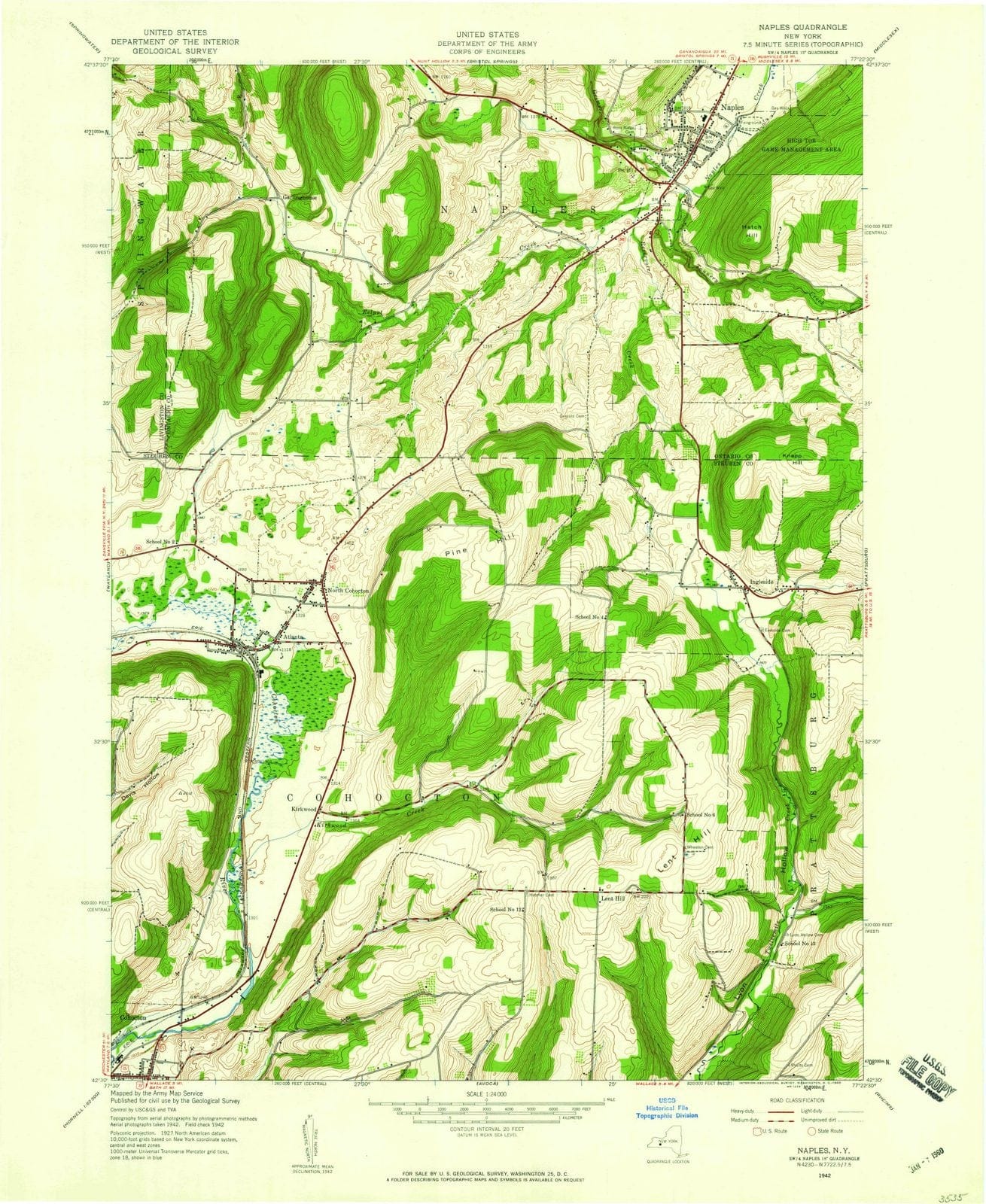 1942 Naples, NY - New York - USGS Topographic Map