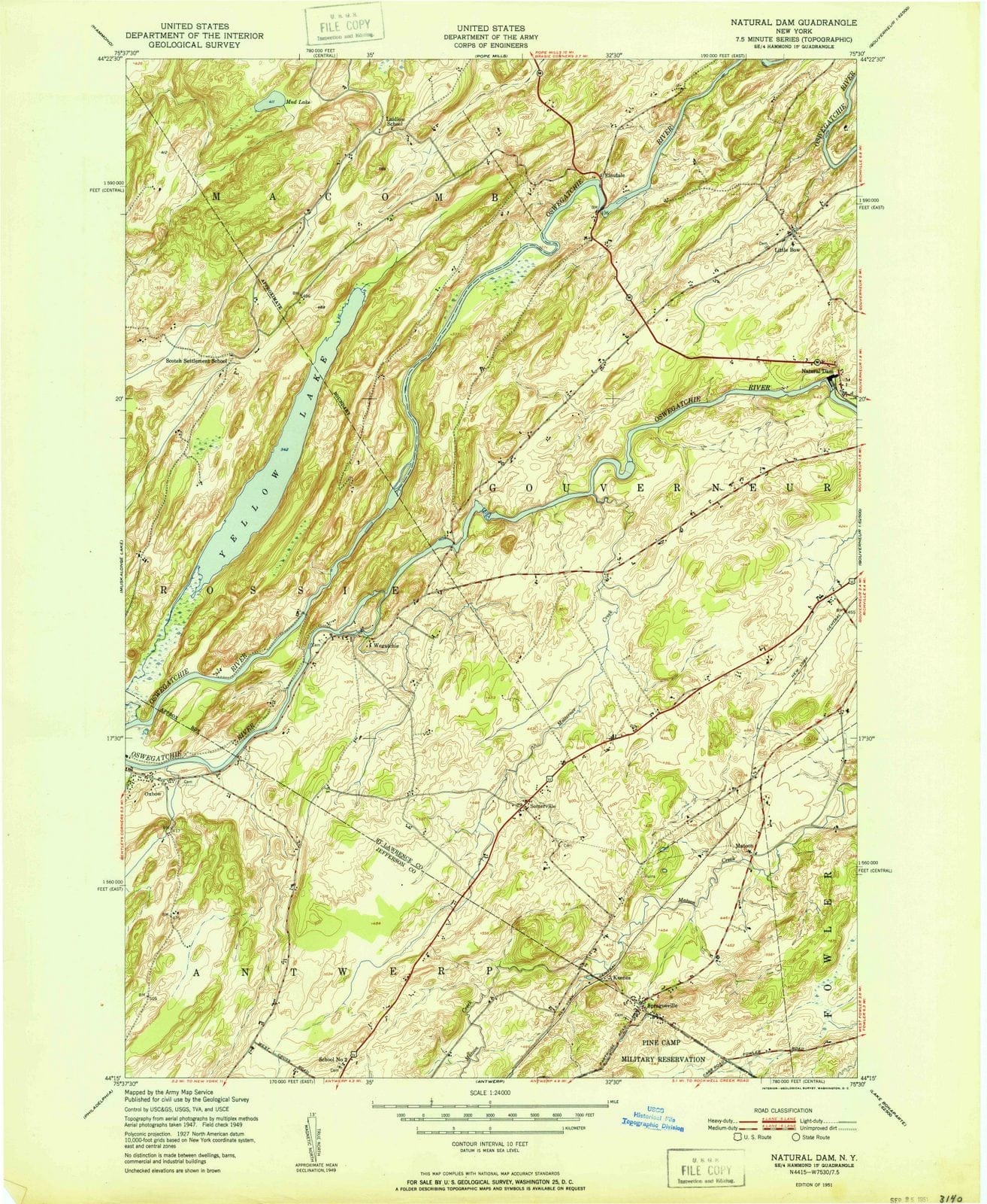 1951 Naturalam, NY - New York - USGS Topographic Map