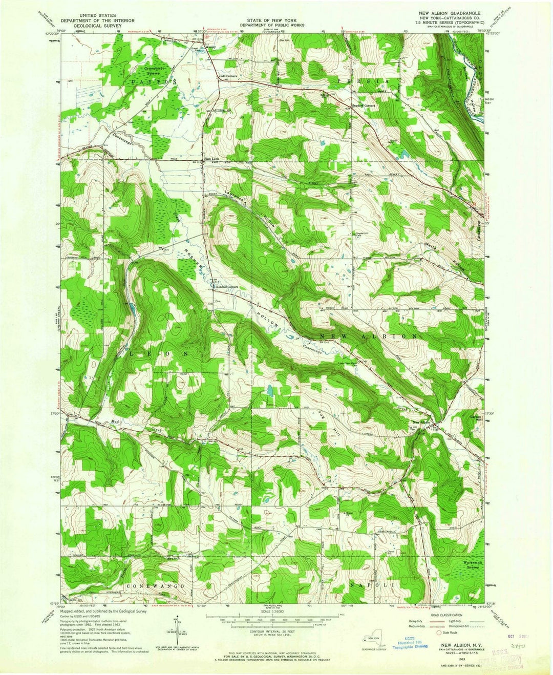 1963 New Albion, NY - New York - USGS Topographic Map