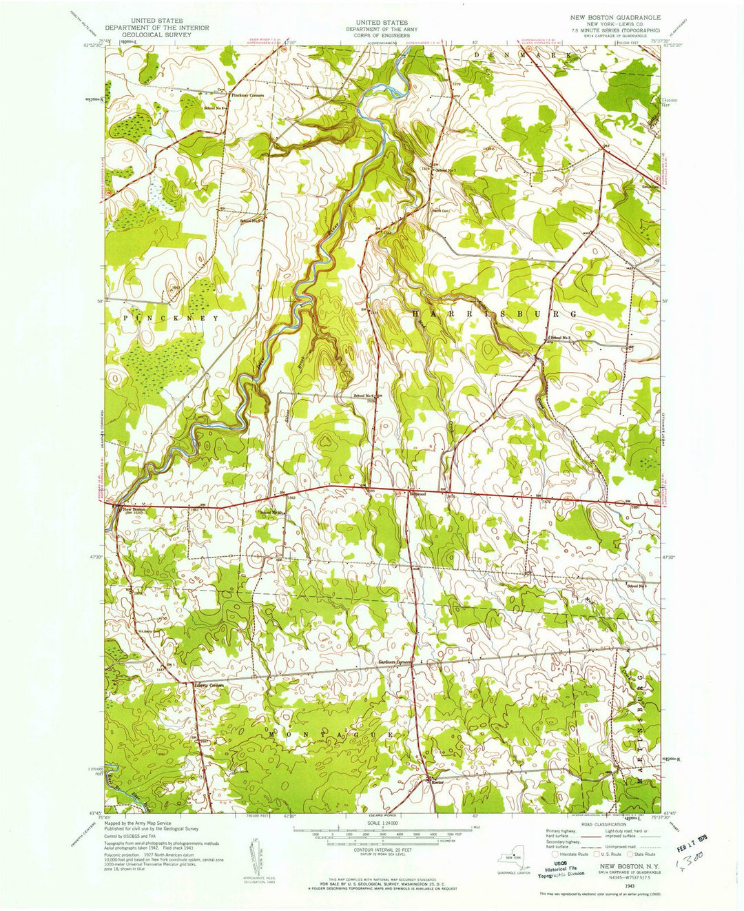 1943 New Boston, NY - New York - USGS Topographic Map