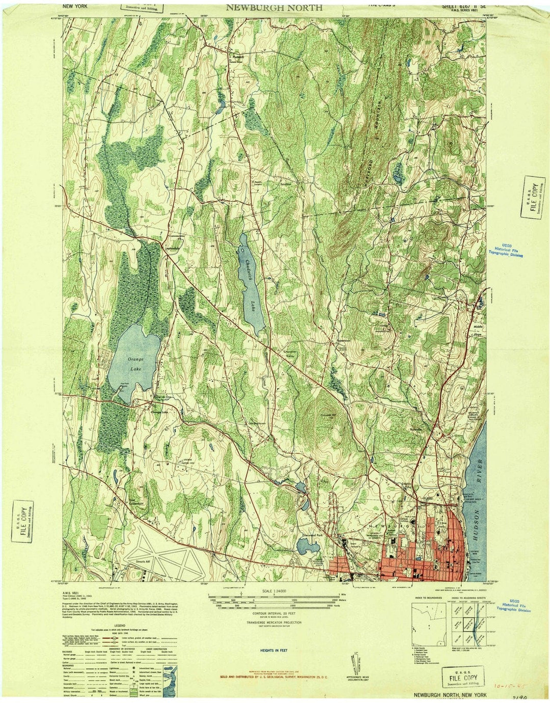1947 Newburgh North, NY - New York - USGS Topographic Map