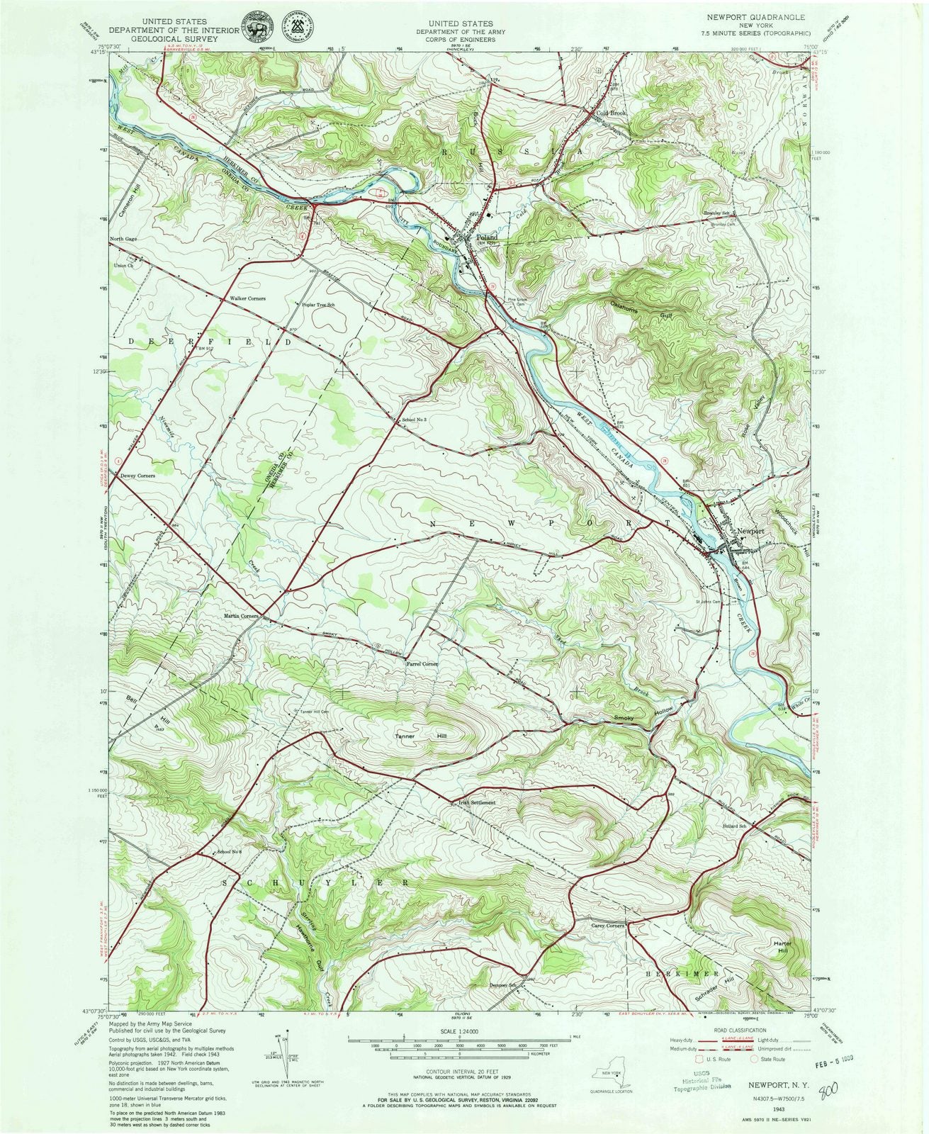 1943 Newport, NY - New York - USGS Topographic Map