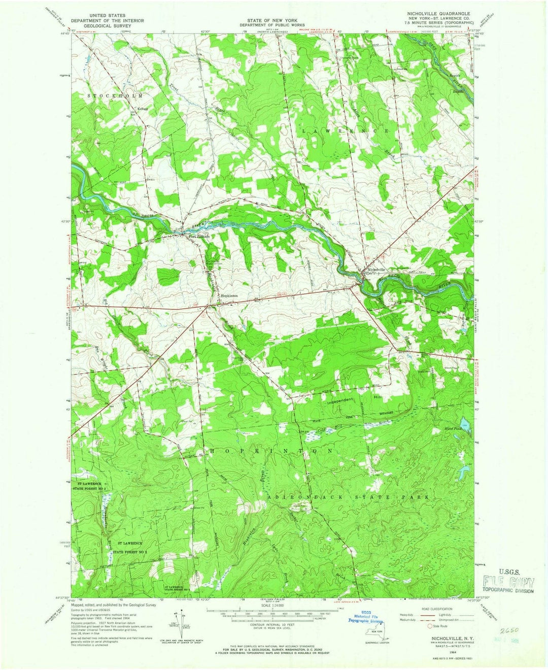 1964 Nicholville, NY - New York - USGS Topographic Map