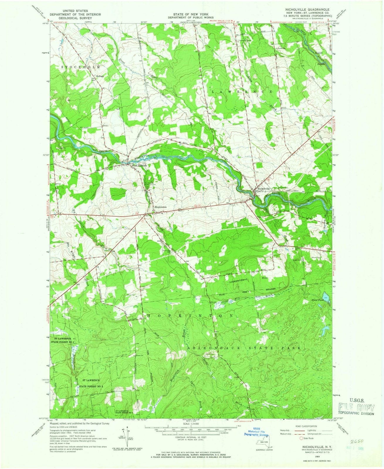 1964 Nicholville, NY - New York - USGS Topographic Map