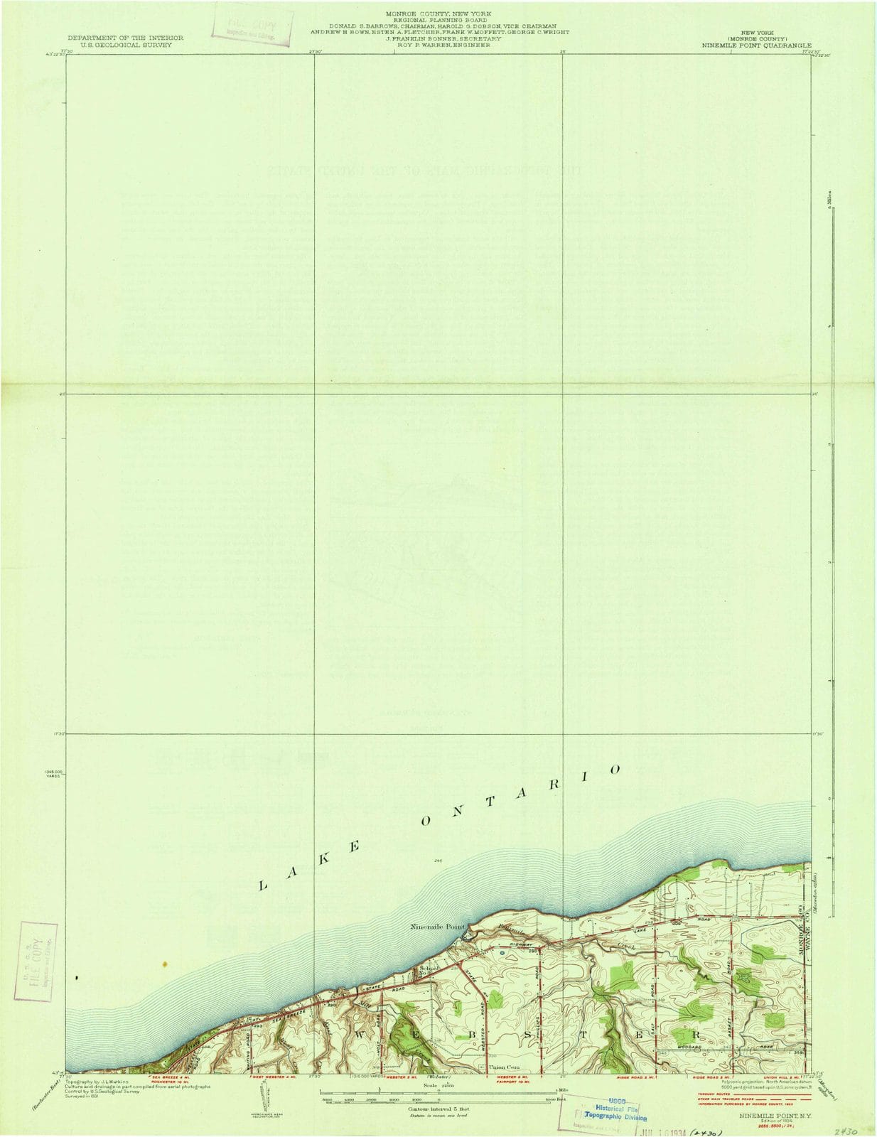 1934 Ninemile Point, NY - New York - USGS Topographic Map