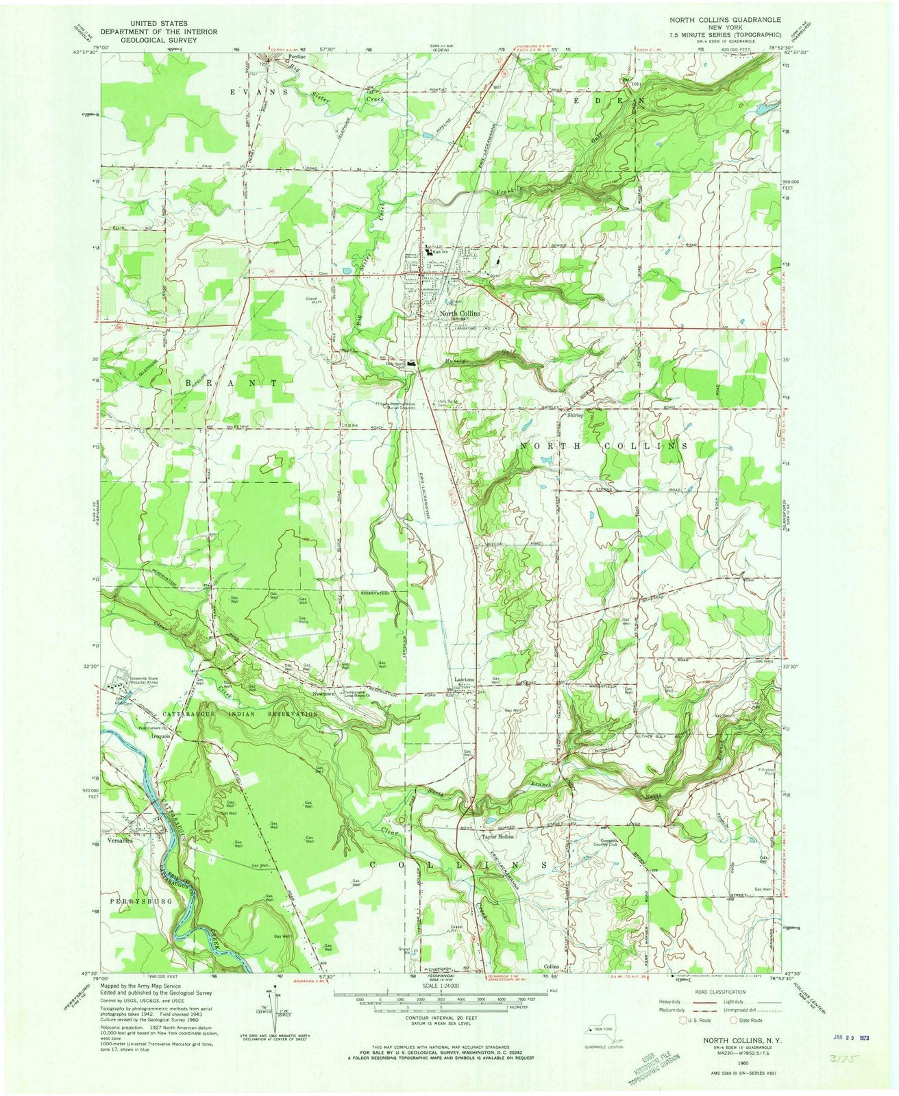1960 North Collins, NY - New York - USGS Topographic Map