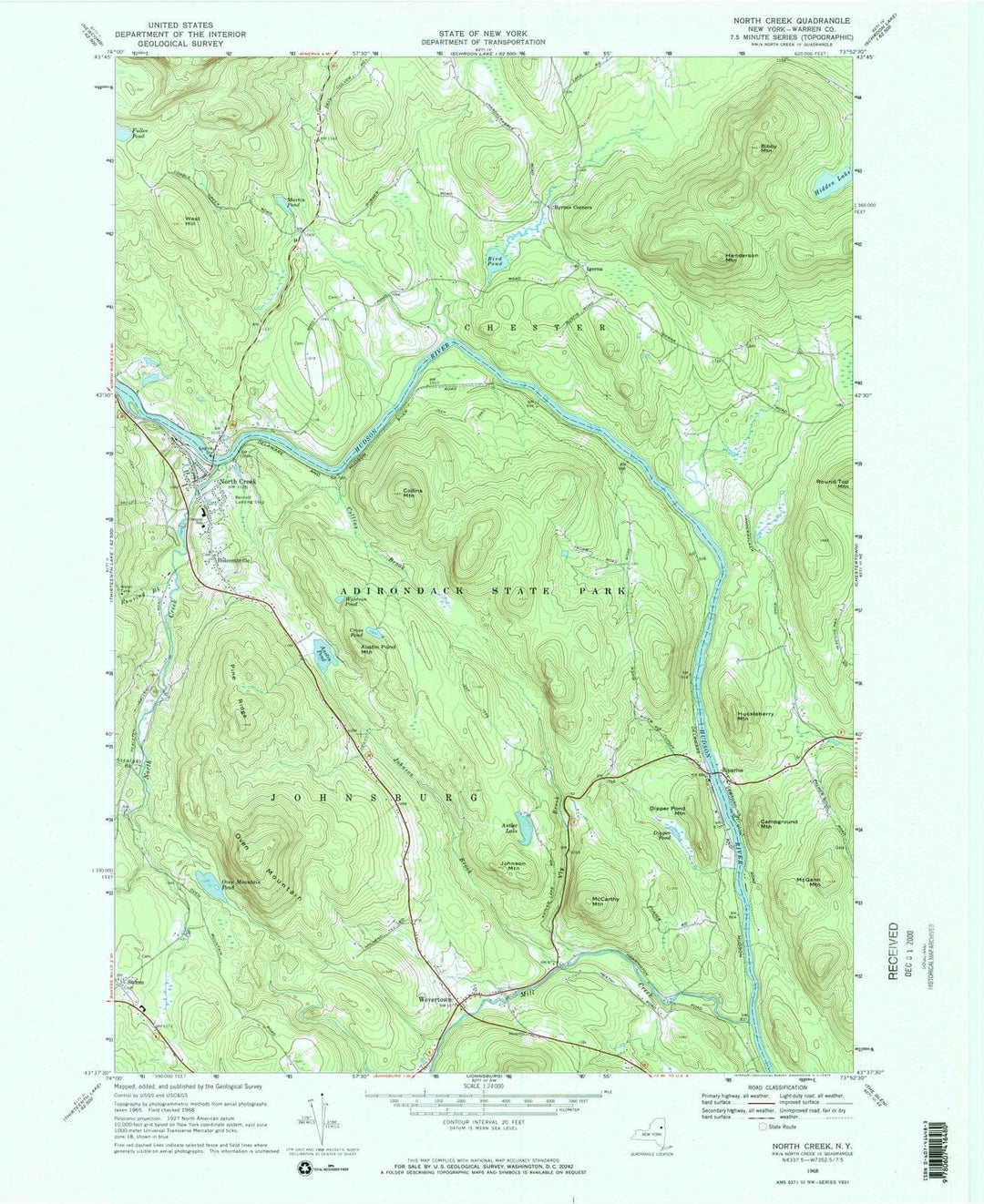 1968 North Creek, NY - New York - USGS Topographic Map