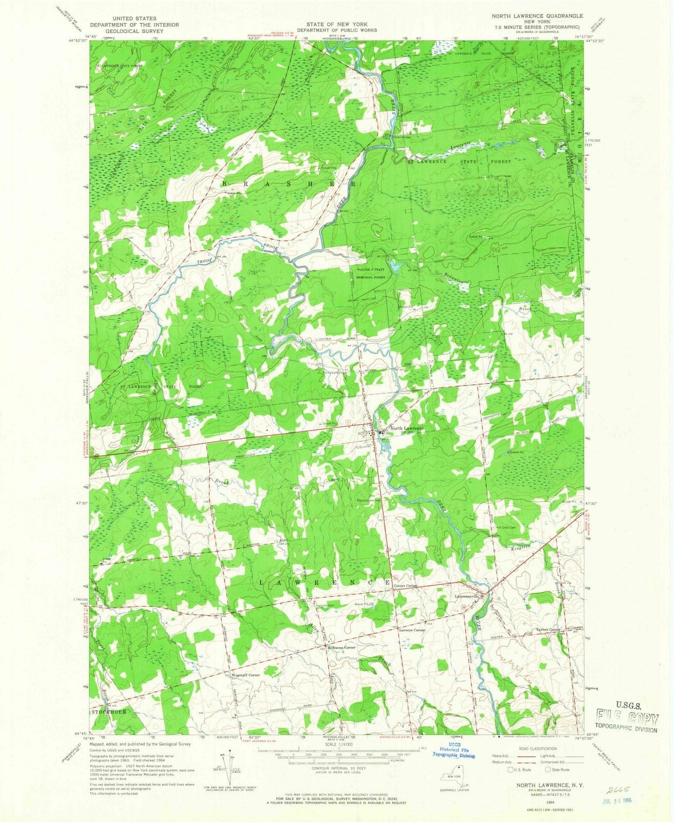 1964 North Lawrence, NY - New York - USGS Topographic Map