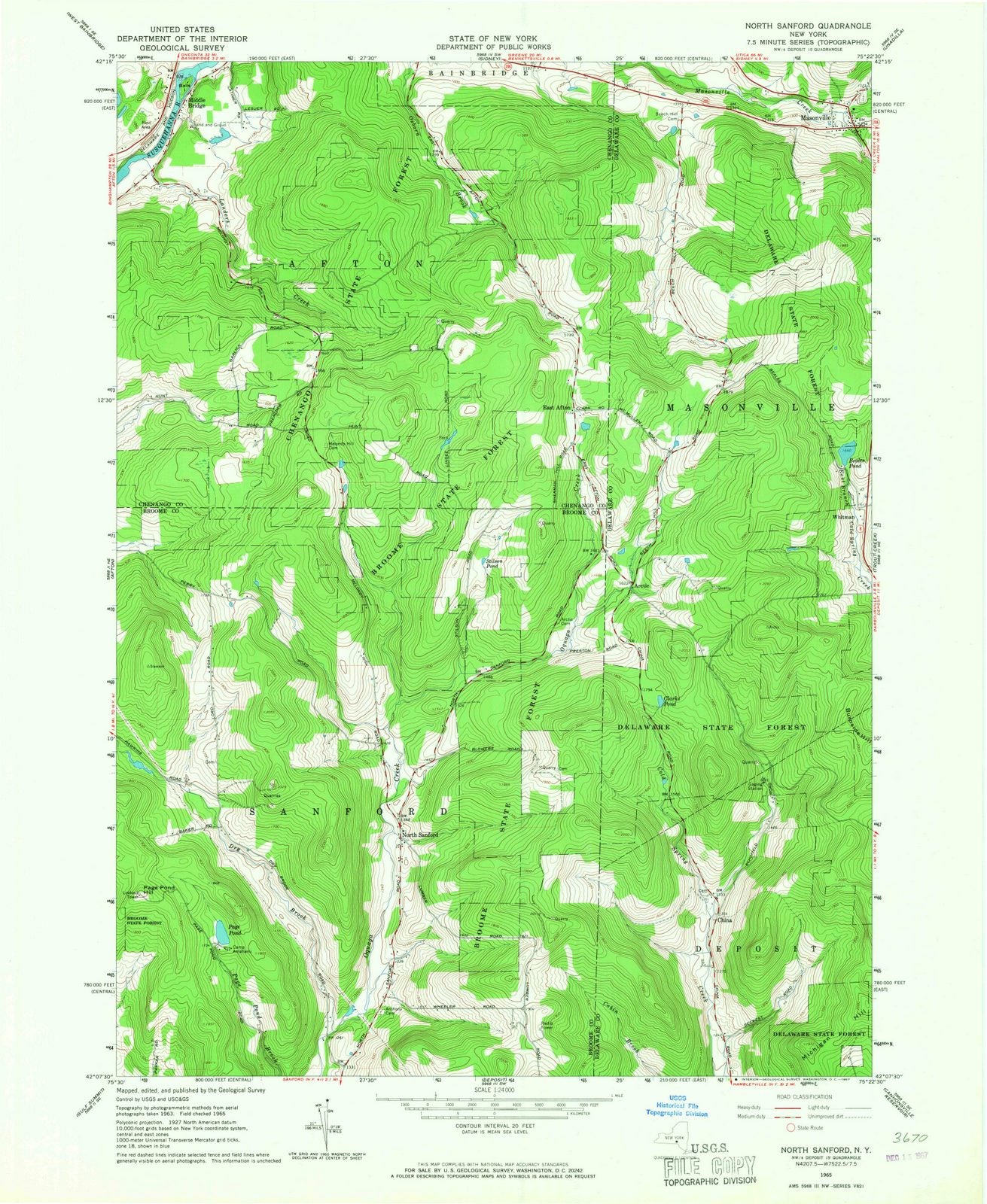 1965 North Sanford, NY - New York - USGS Topographic Map