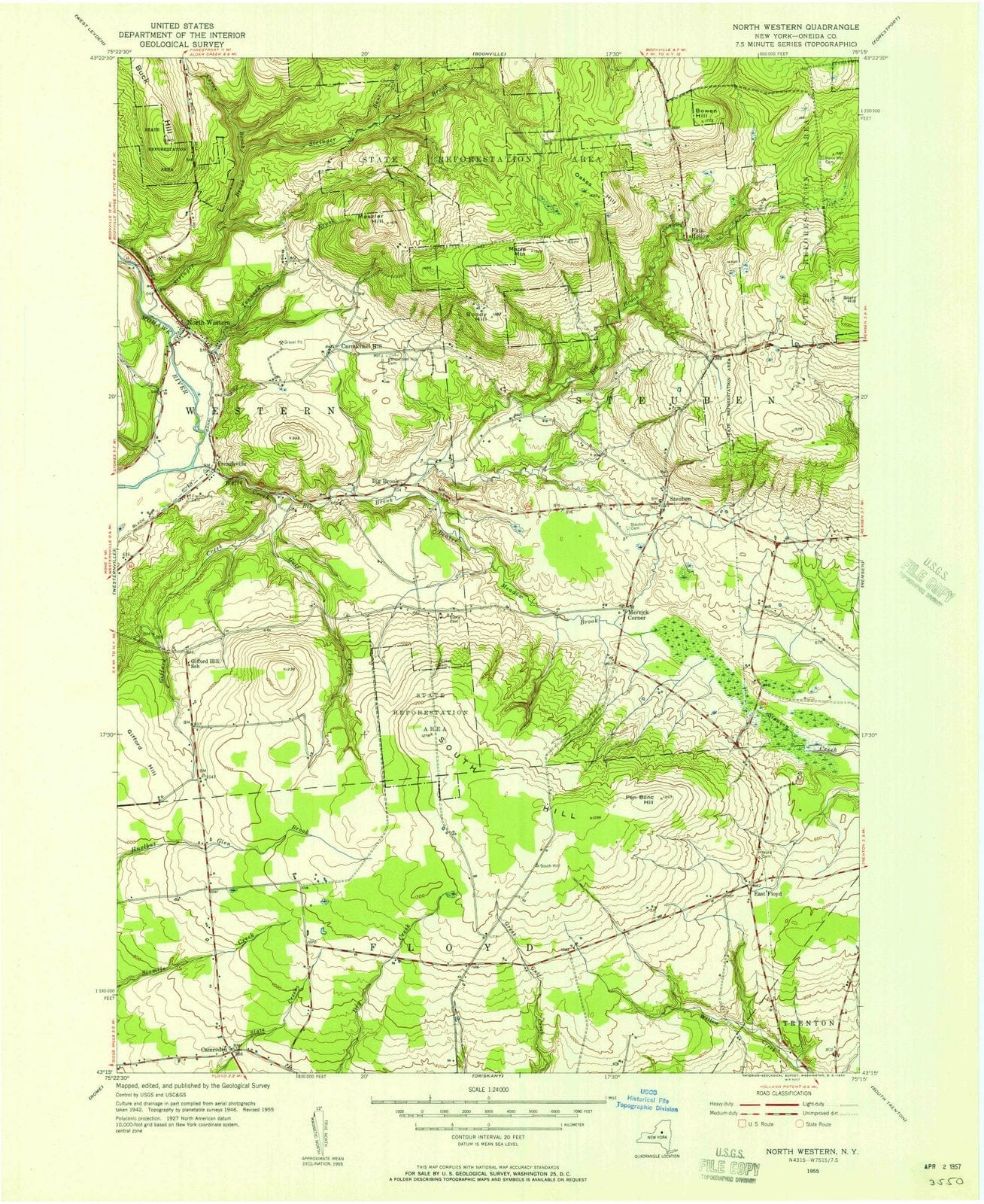 1955 North Western, NY - New York - USGS Topographic Map