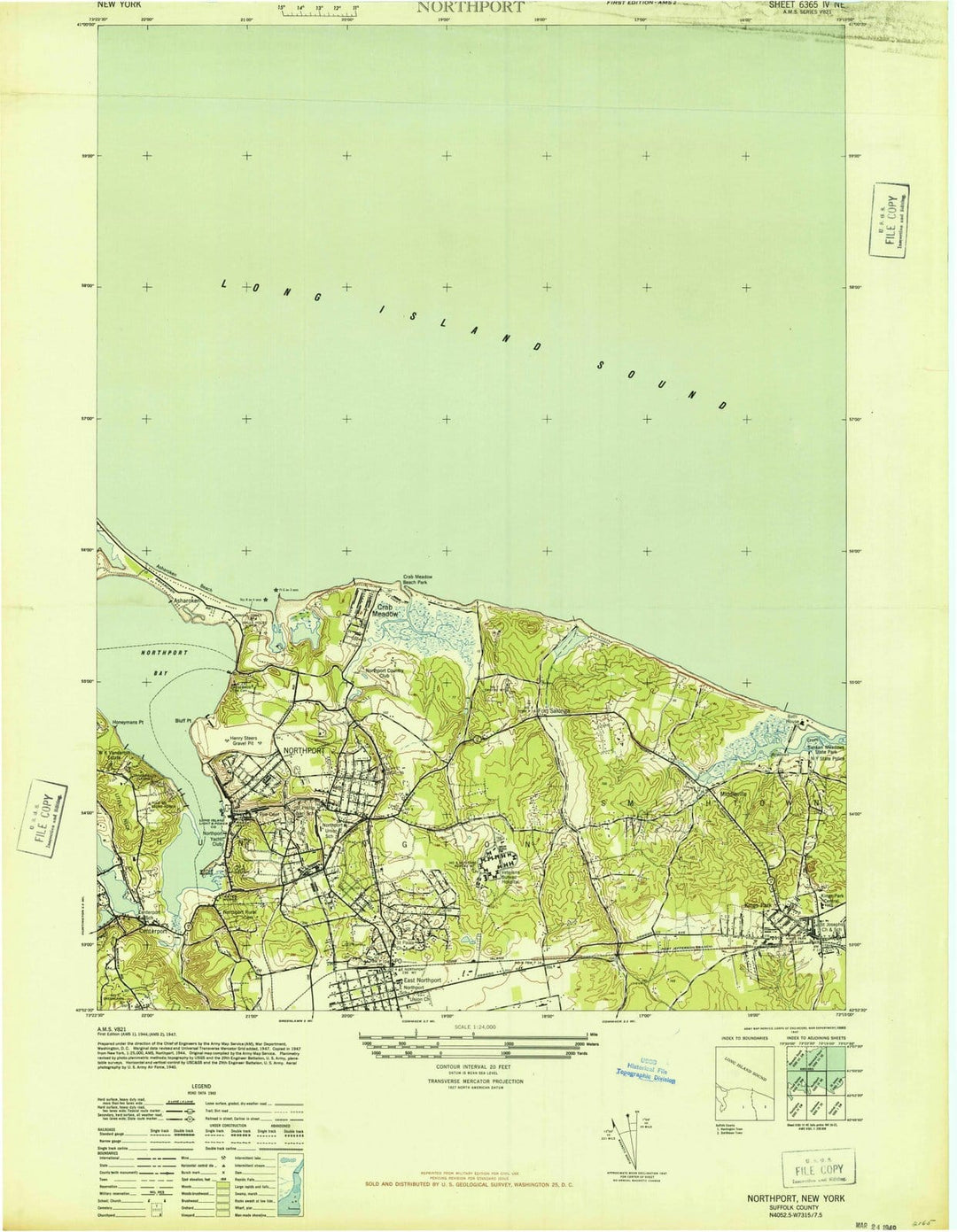 1947 Northport, NY - New York - USGS Topographic Map