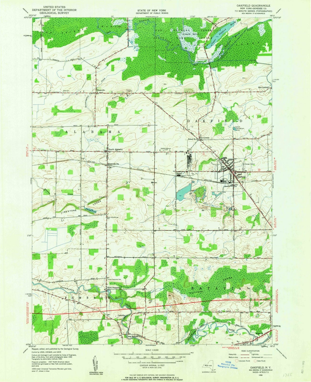 1950 Oakfield, NY - New York - USGS Topographic Map