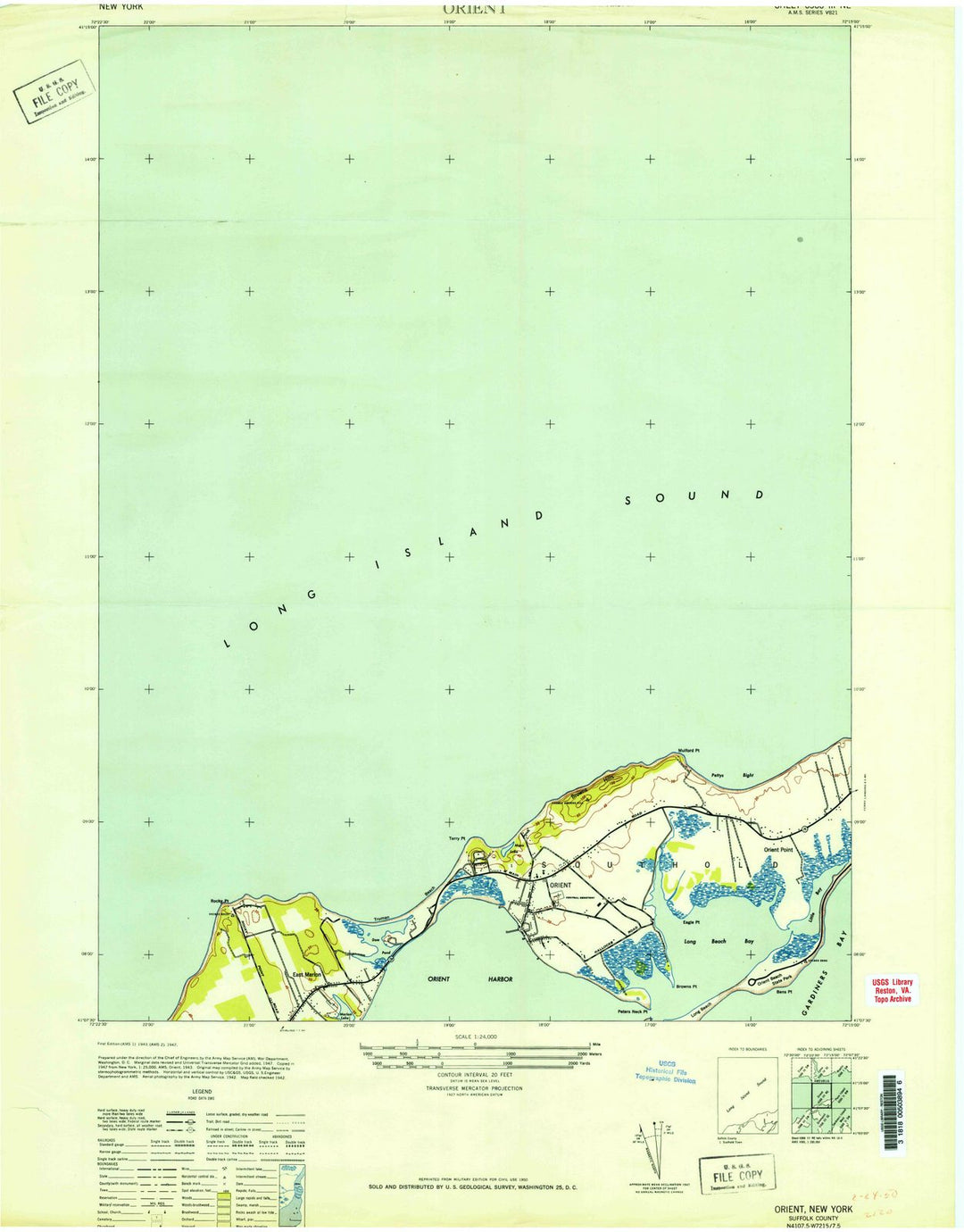 1947 Orient, NY - New York - USGS Topographic Map
