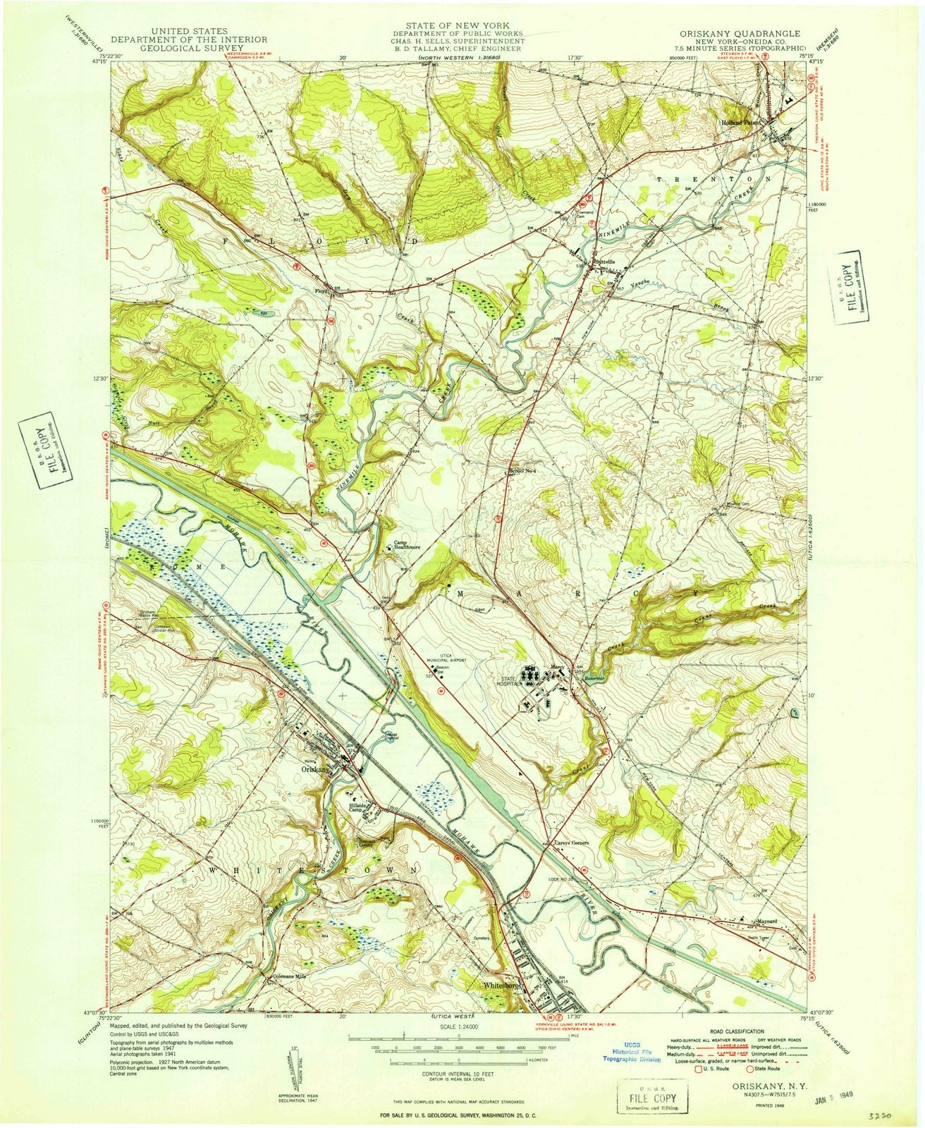 1949 Oriskany, NY - New York - USGS Topographic Map