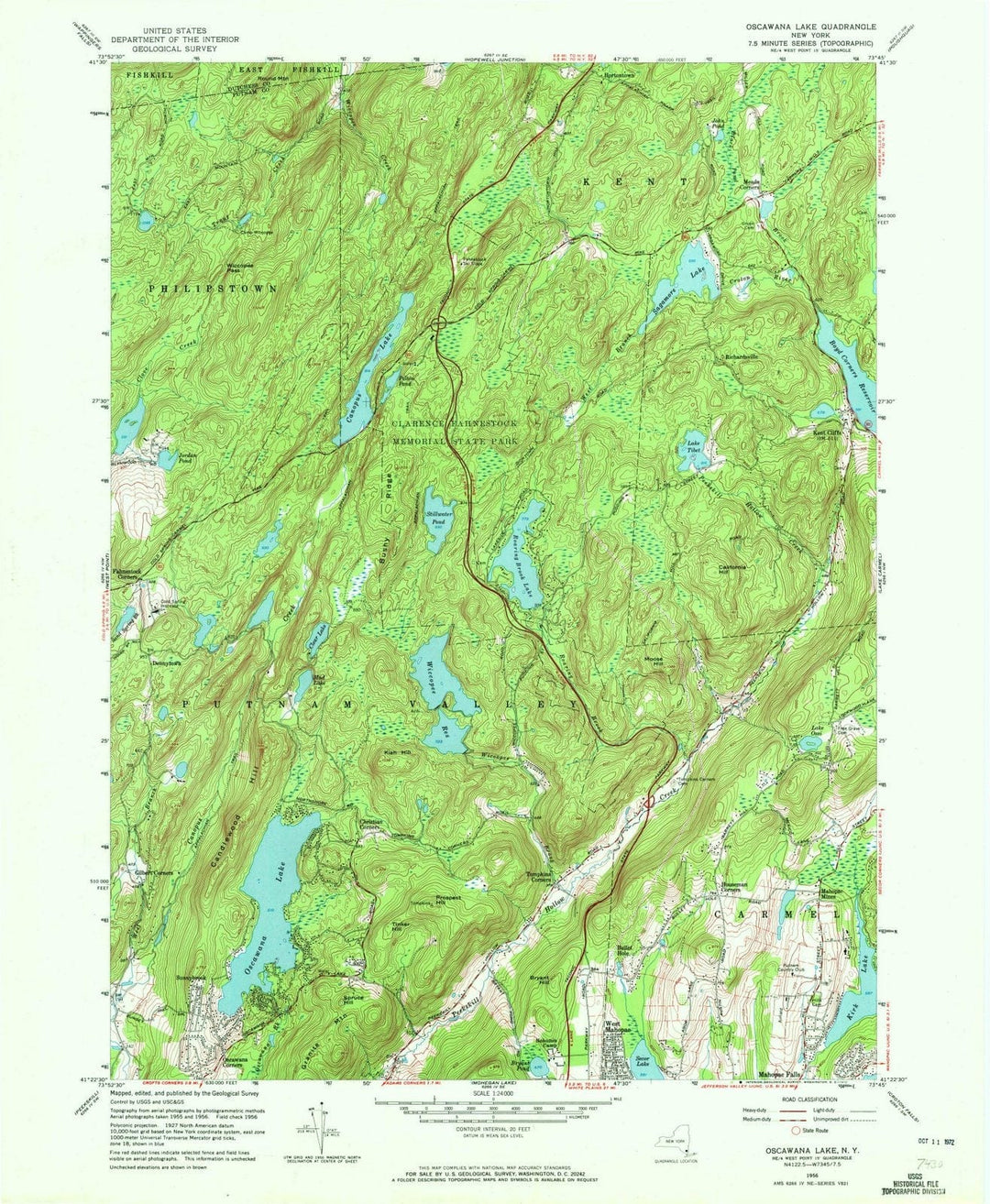1956 Oscawana Lake, NY - New York - USGS Topographic Map