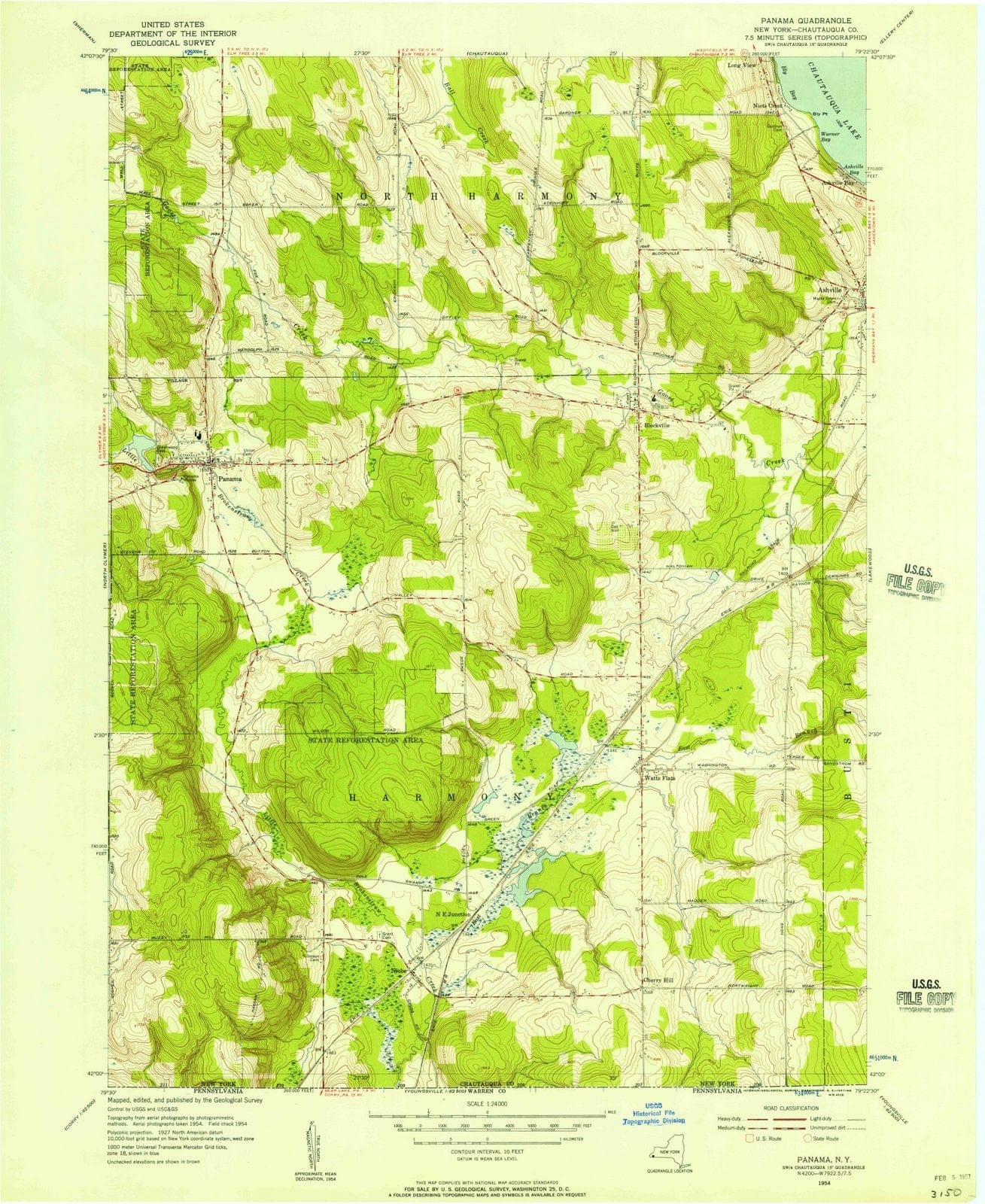 1954 Panama, NY - New York - USGS Topographic Map