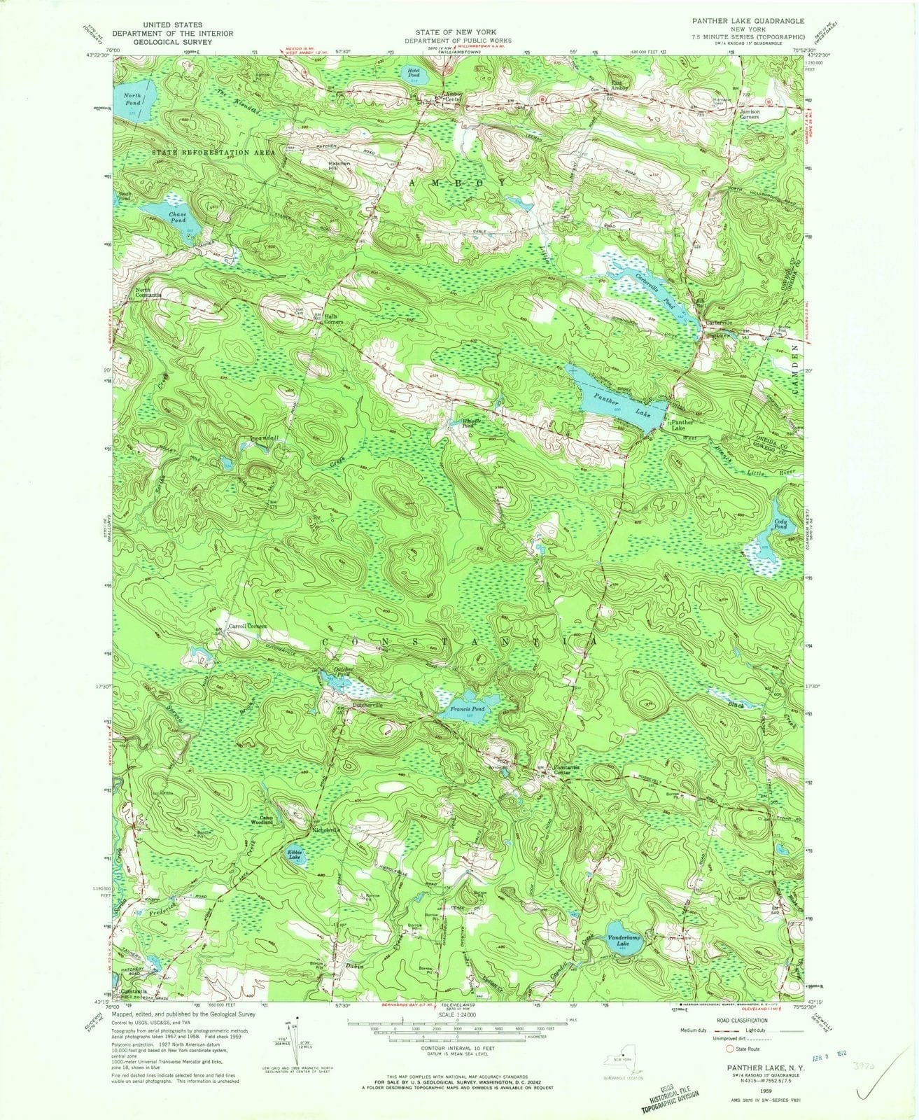 1959 Panther Lake, NY - New York - USGS Topographic Map