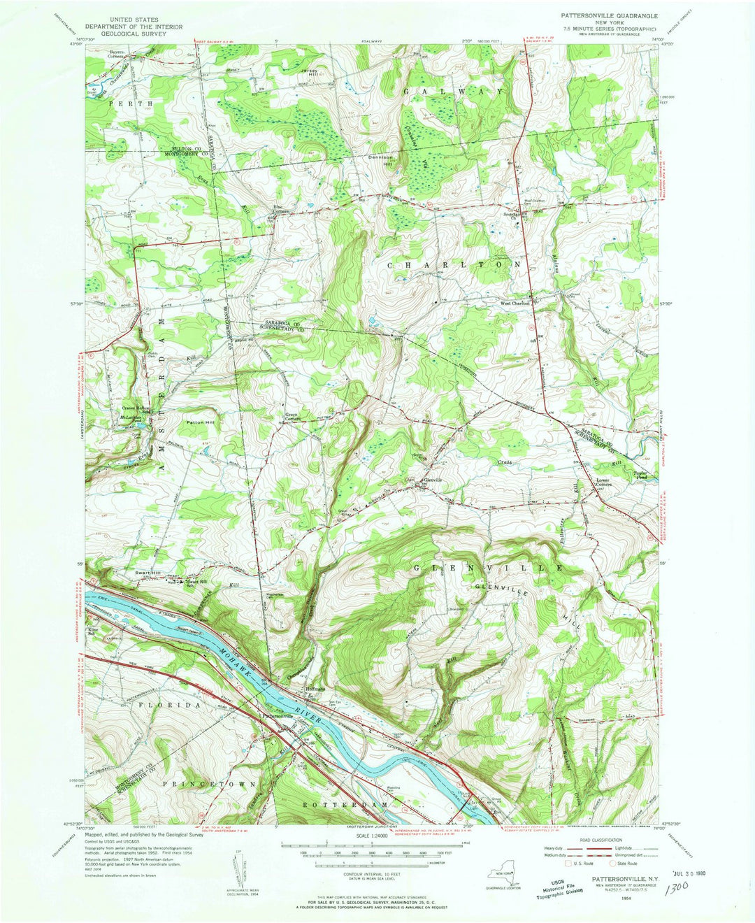 1954 Pattersonville, NY - New York - USGS Topographic Map