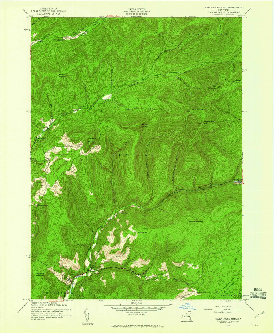 1943 Peekamoose Mountain, NY - New York - USGS Topographic Map