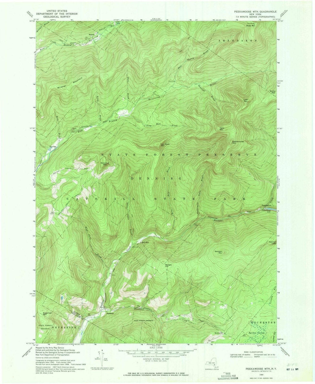 1969 Peekamoose MTN, NY - New York - USGS Topographic Map