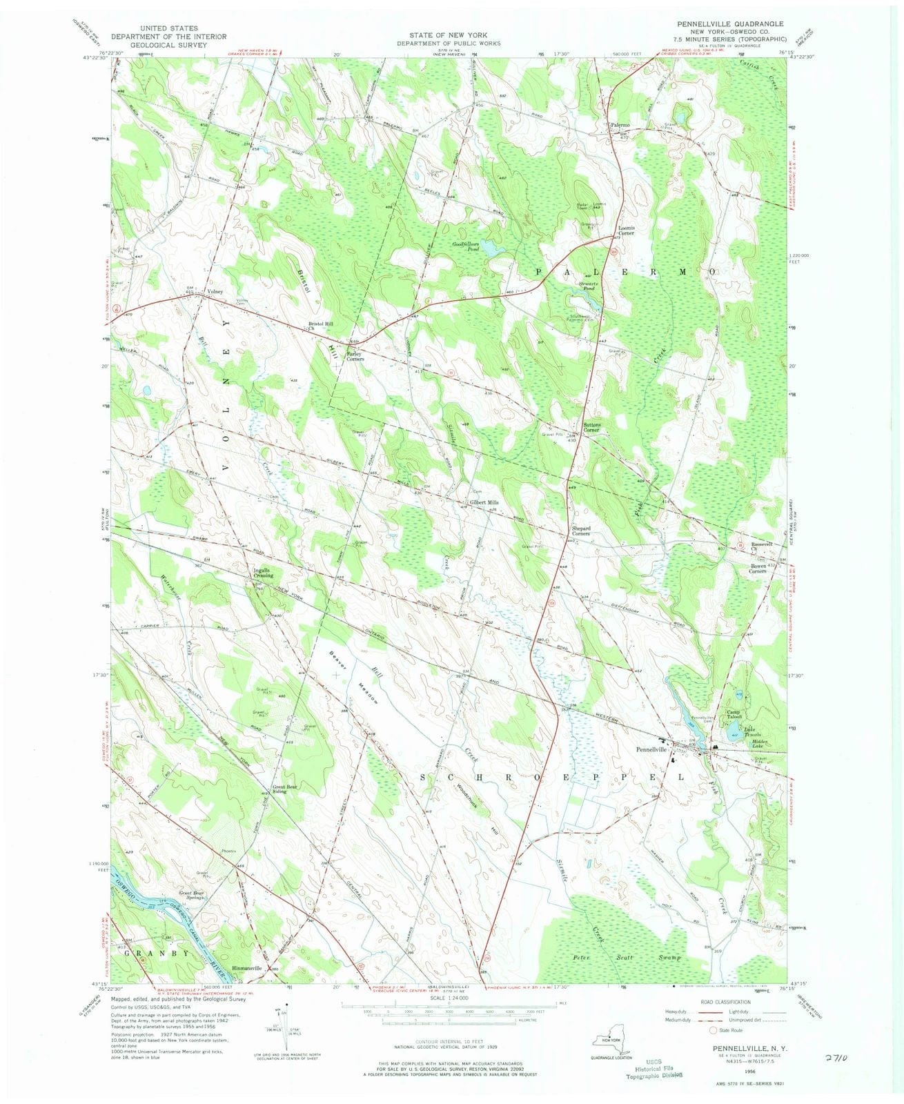 1956 Pennellville, NY - New York - USGS Topographic Map