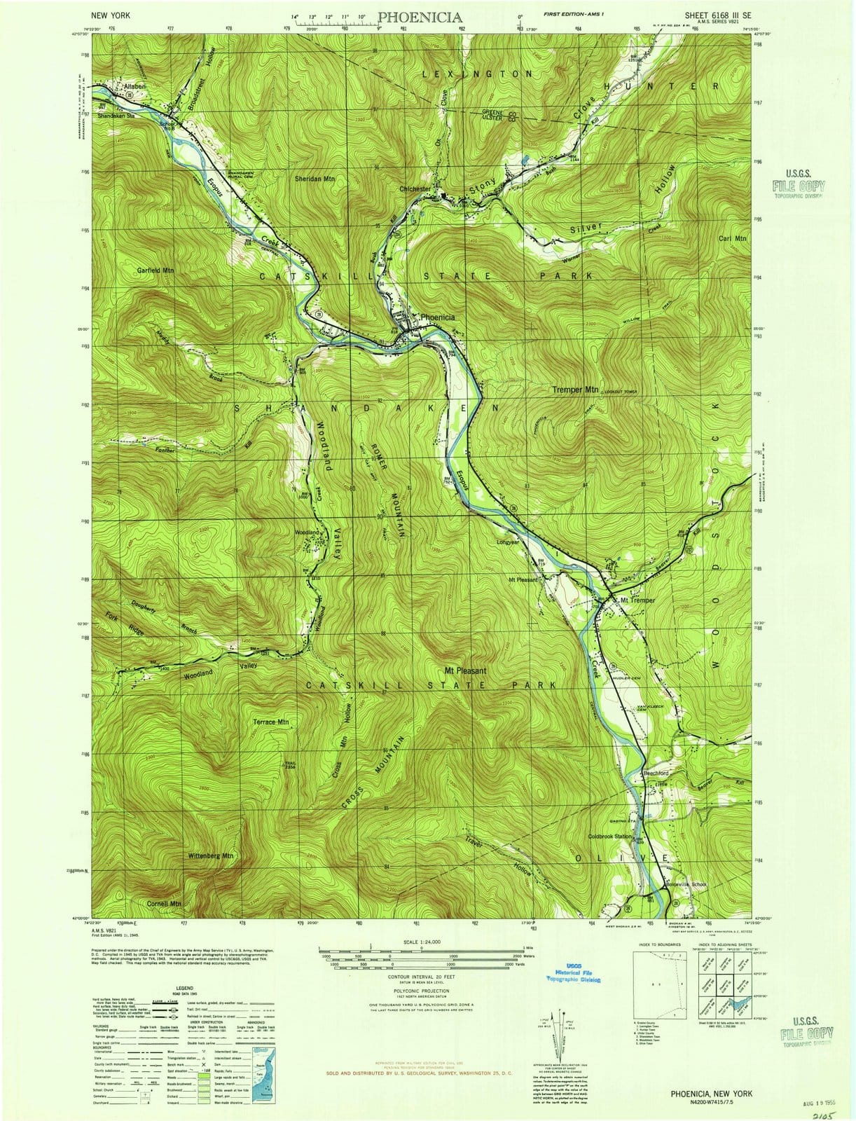 1946 Phoenicia, NY - New York - USGS Topographic Map