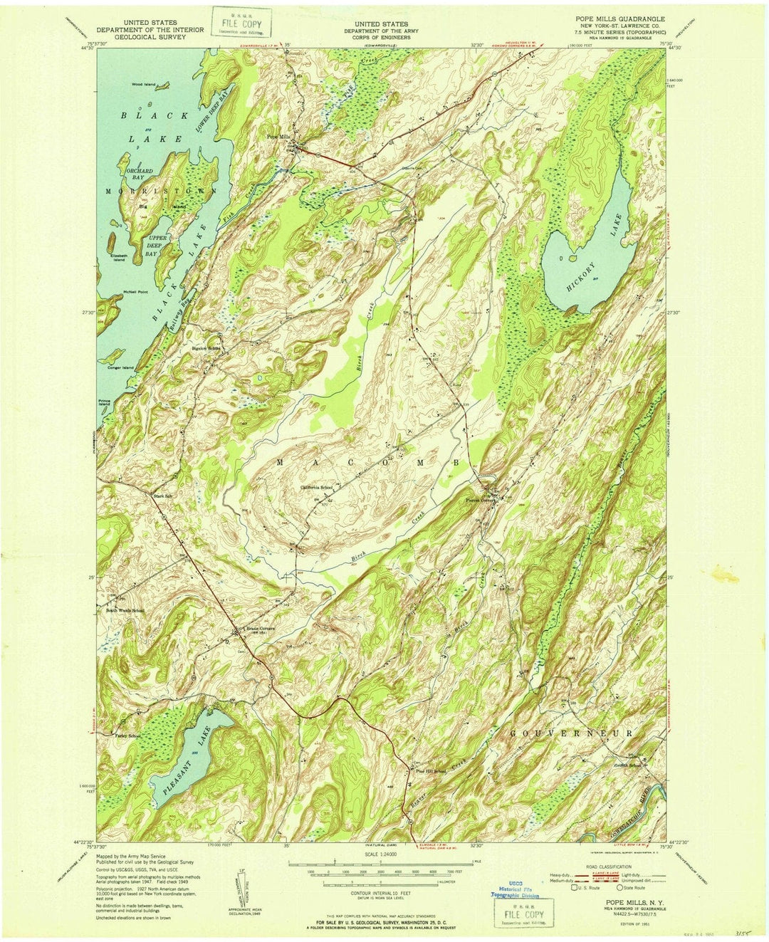 1951 Pope Mills, NY - New York - USGS Topographic Map