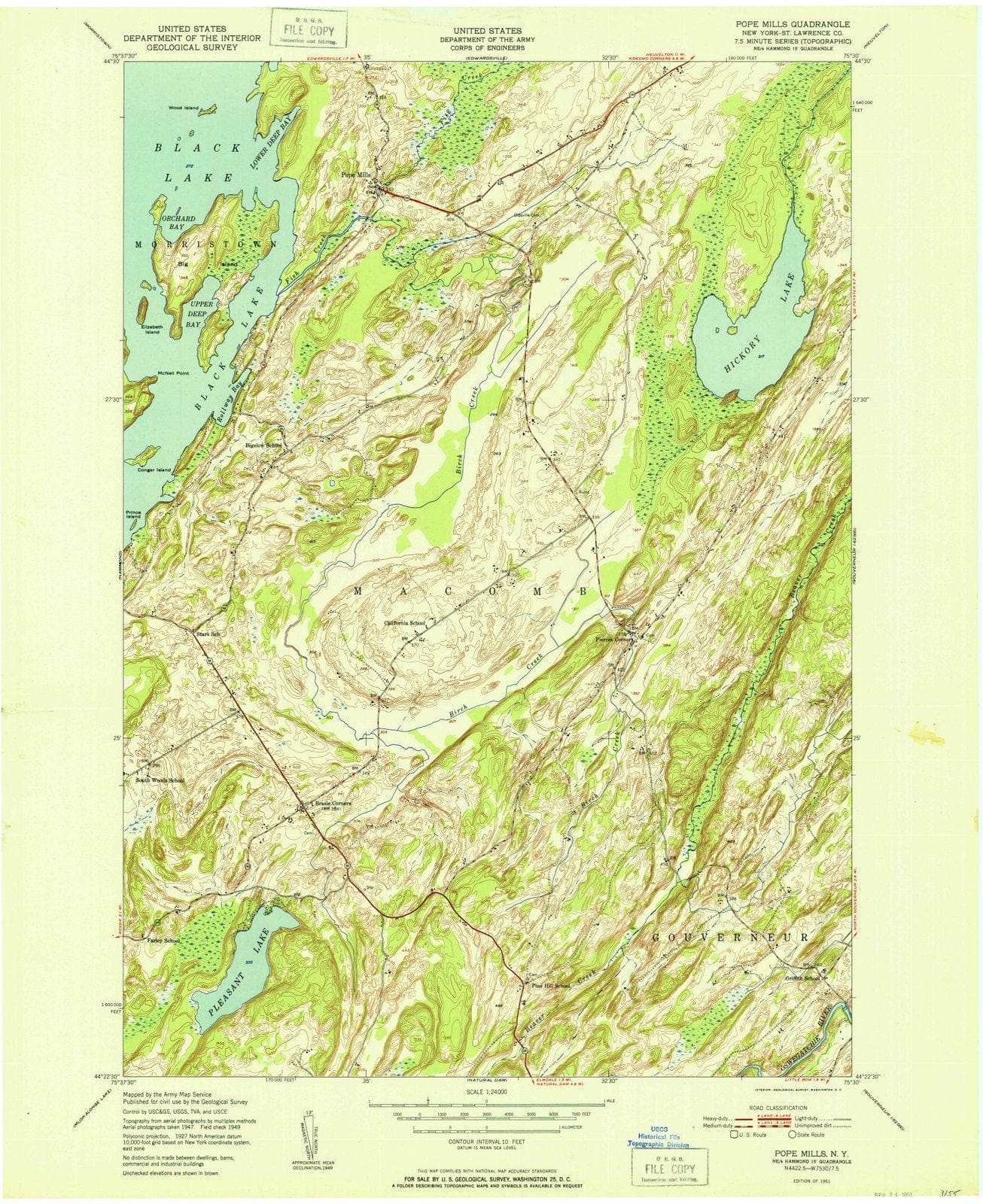 1951 Pope Mills, NY - New York - USGS Topographic Map