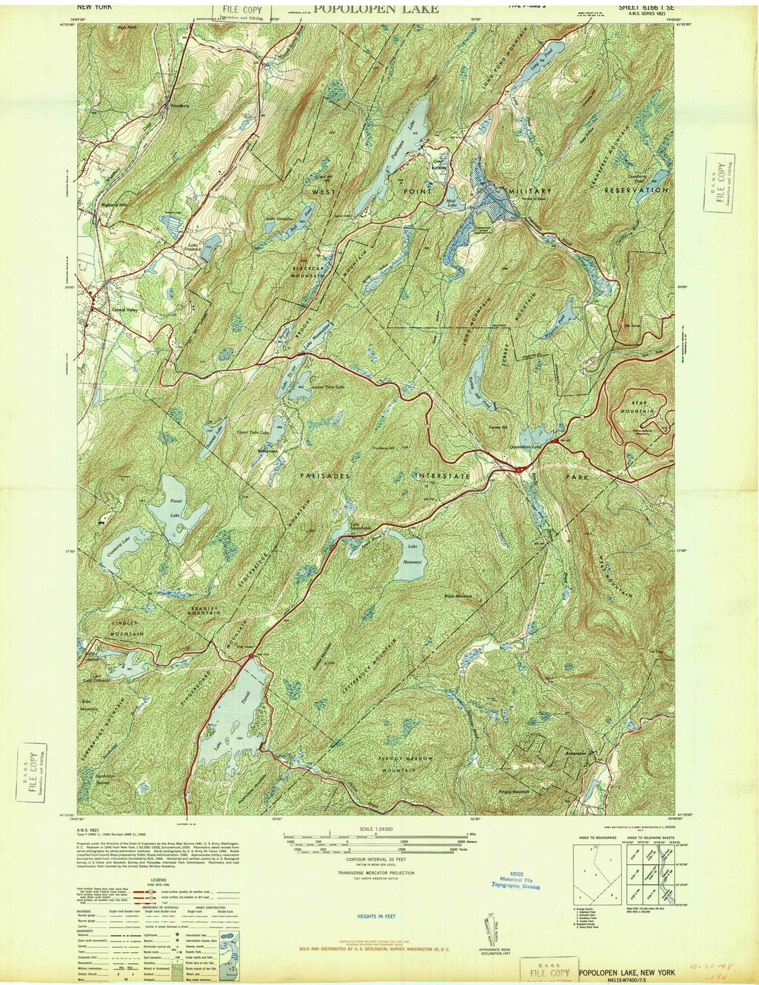 1946 Popolopen Lake, NY - New York - USGS Topographic Map