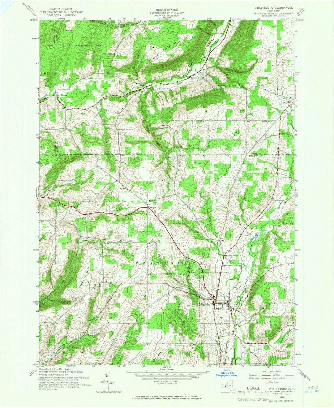 1942 Prattsburg, NY - New York - USGS Topographic Map