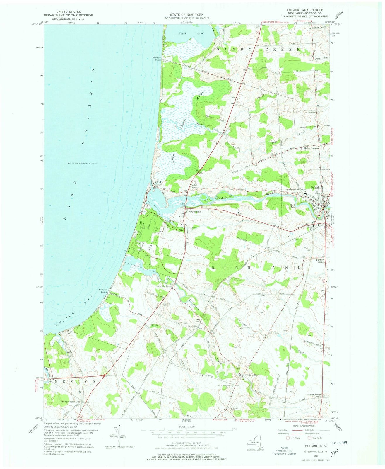 1956 Pulaski, NY - New York - USGS Topographic Map
