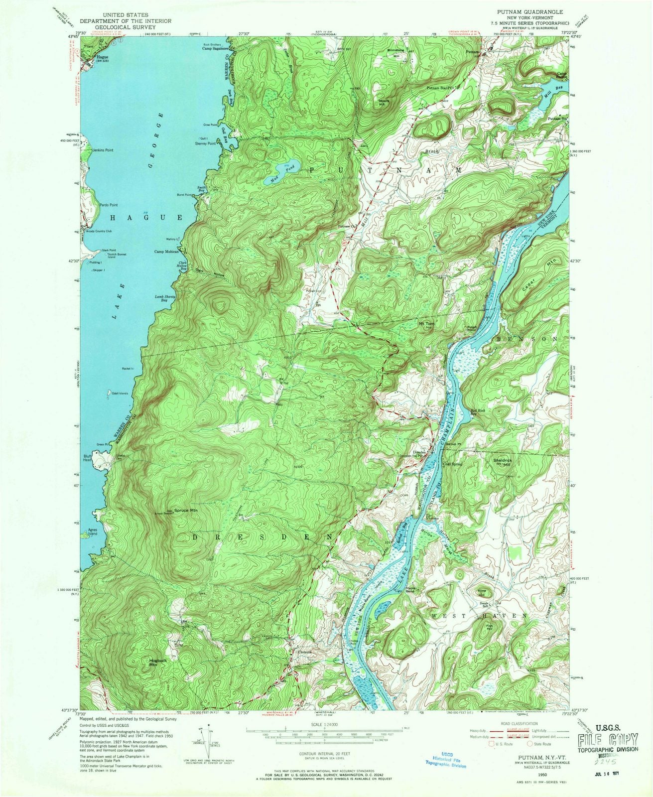 1950 Putnam, NY - New York - USGS Topographic Map