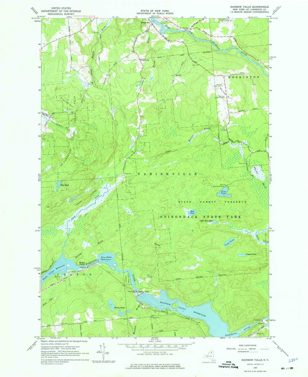 1964 Rainbow Falls, NY - New York - USGS Topographic Map
