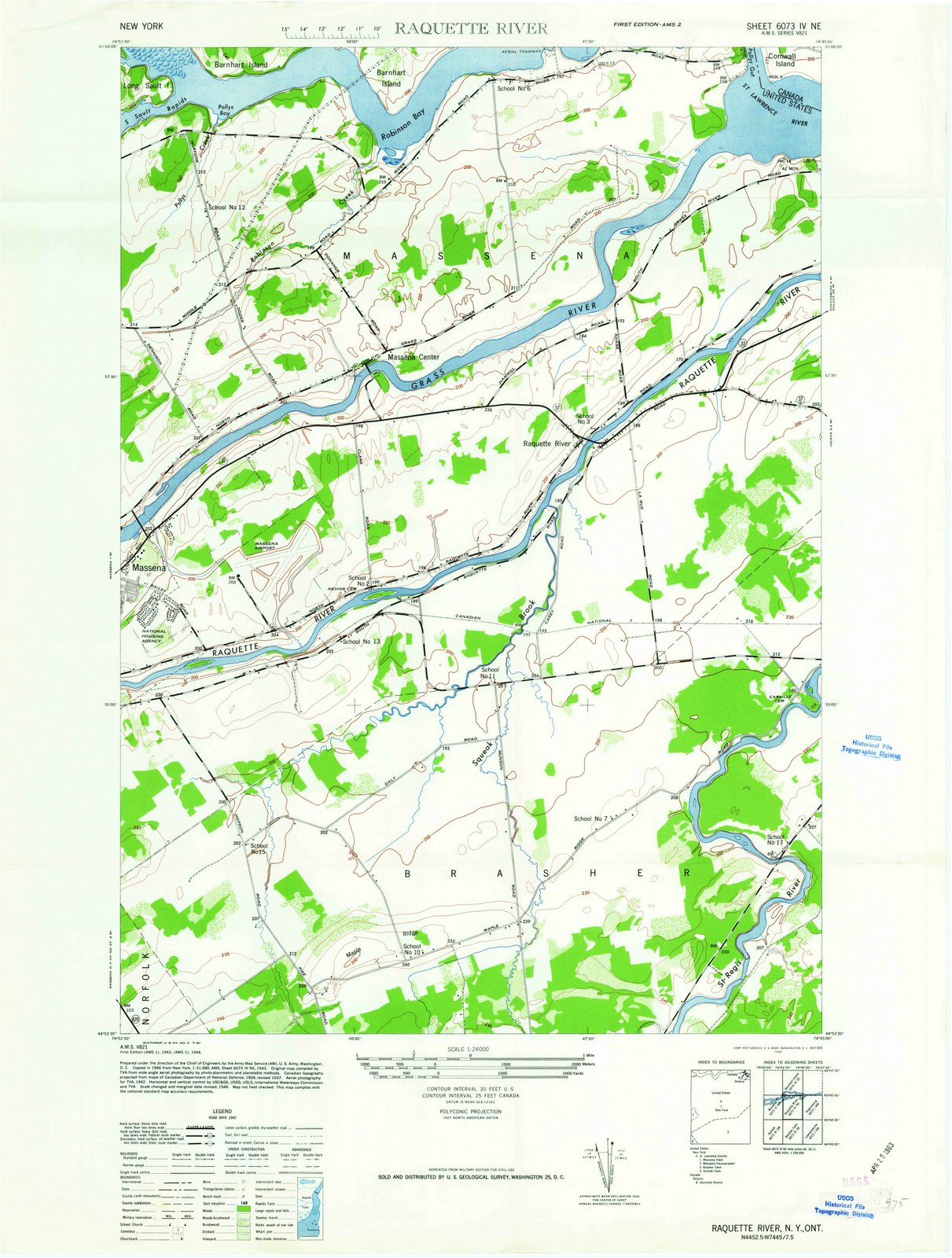 1946 Raquette River, NY - New York - USGS Topographic Map