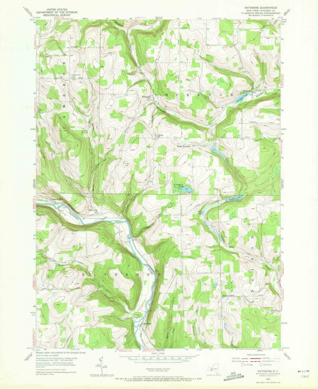 1953 Rathbone, NY - New York - USGS Topographic Map