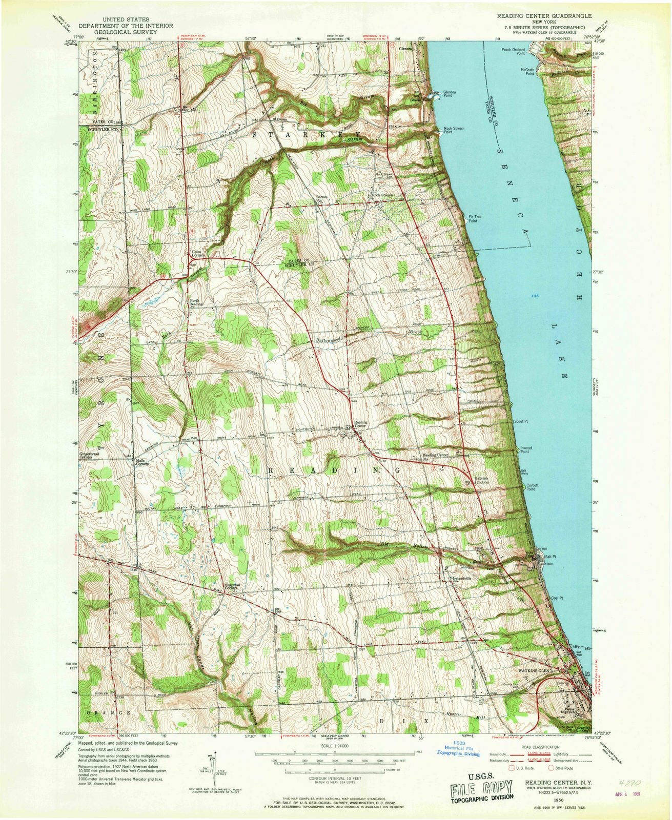 1950 Reading Center, NY - New York - USGS Topographic Map