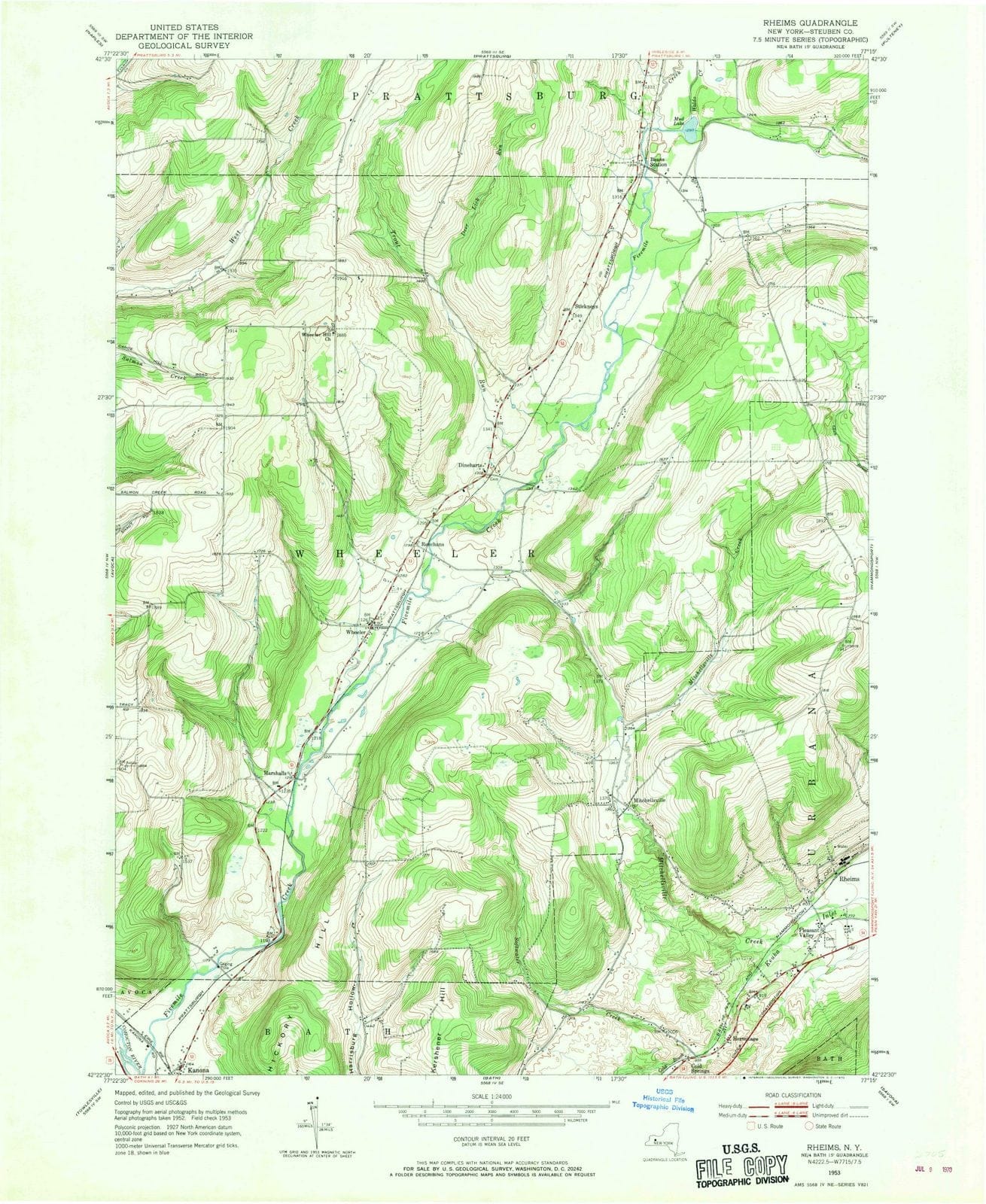 1953 Rheims, NY - New York - USGS Topographic Map