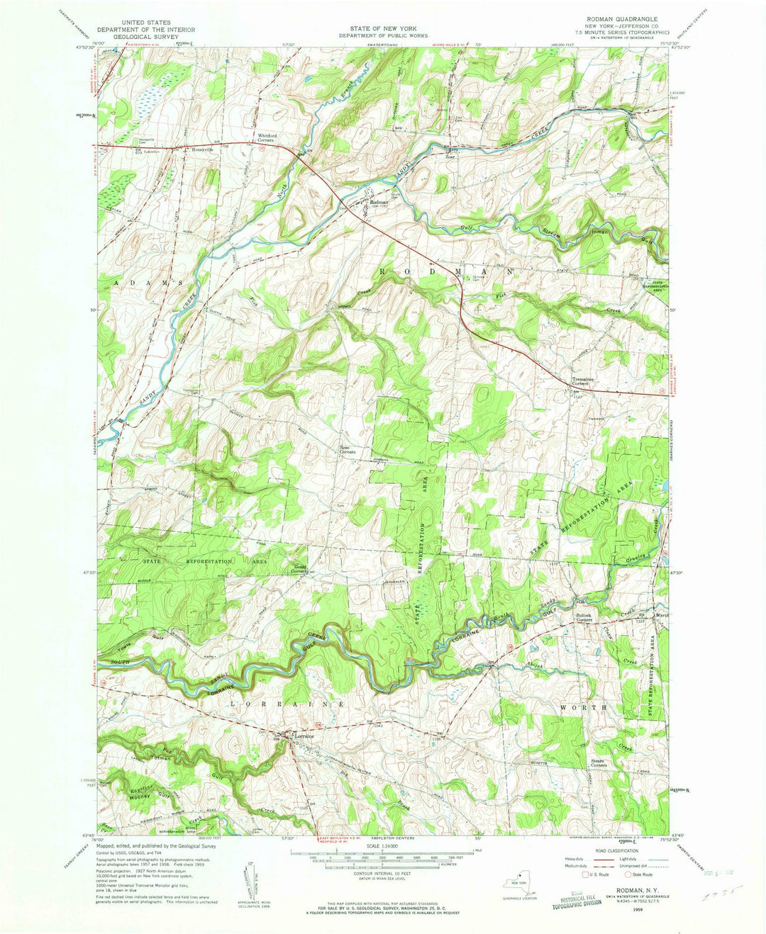 1959 Rodman, NY - New York - USGS Topographic Map