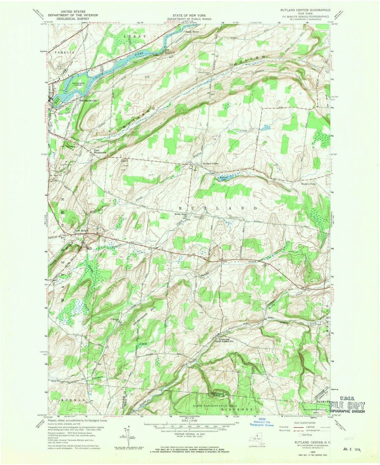 1959 Rutland Center, NY - New York - USGS Topographic Map