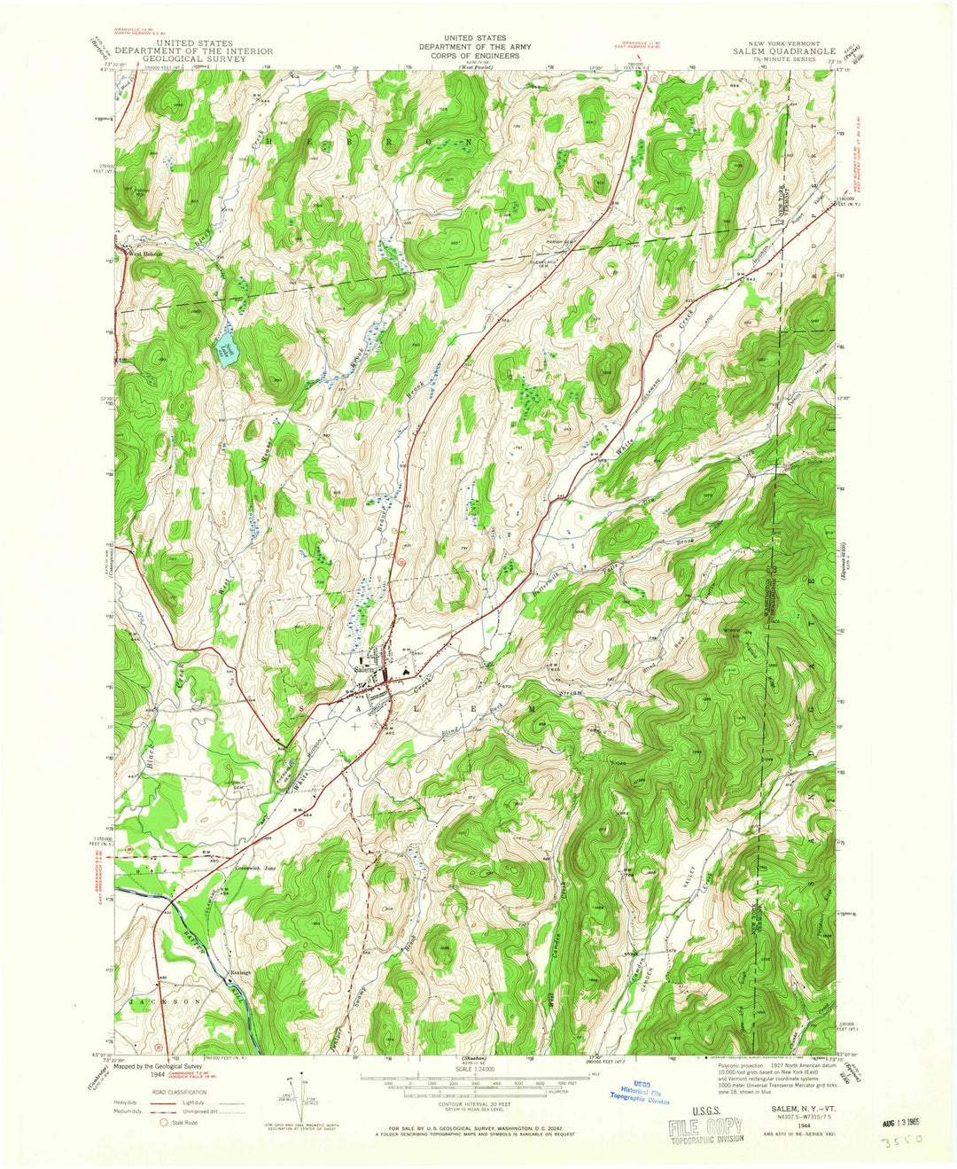 1944 Salem, NY - New York - USGS Topographic Map