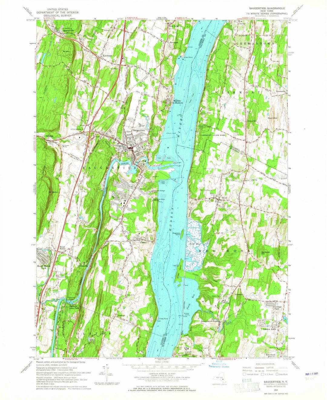 1963 Saugerties, NY - New York - USGS Topographic Map
