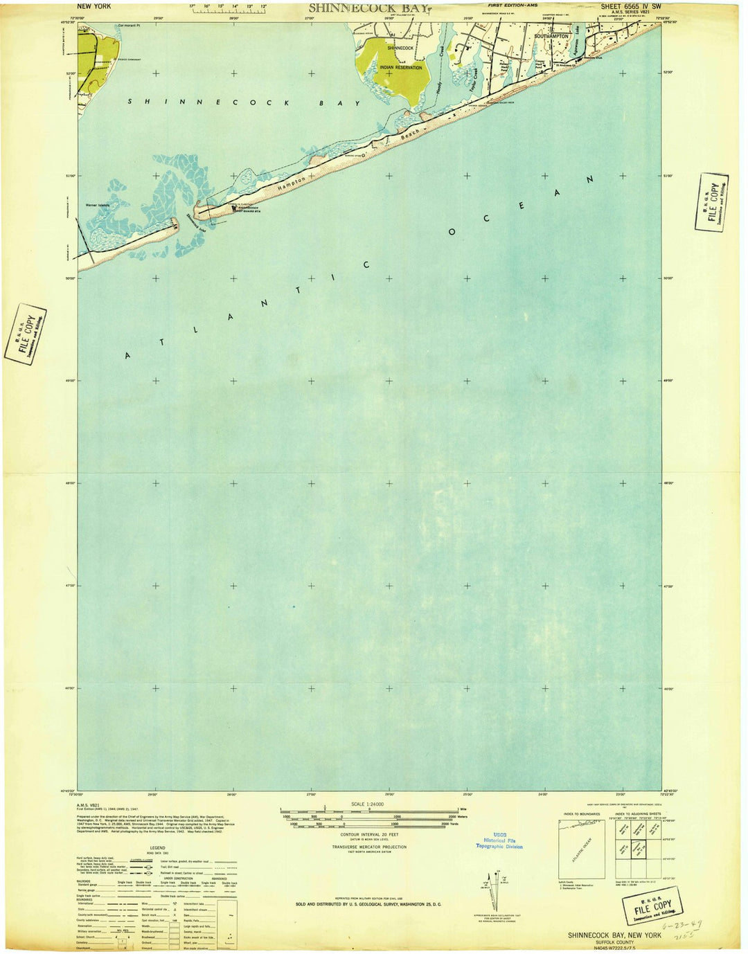 1947 Shinnecock Bay, NY - New York - USGS Topographic Map