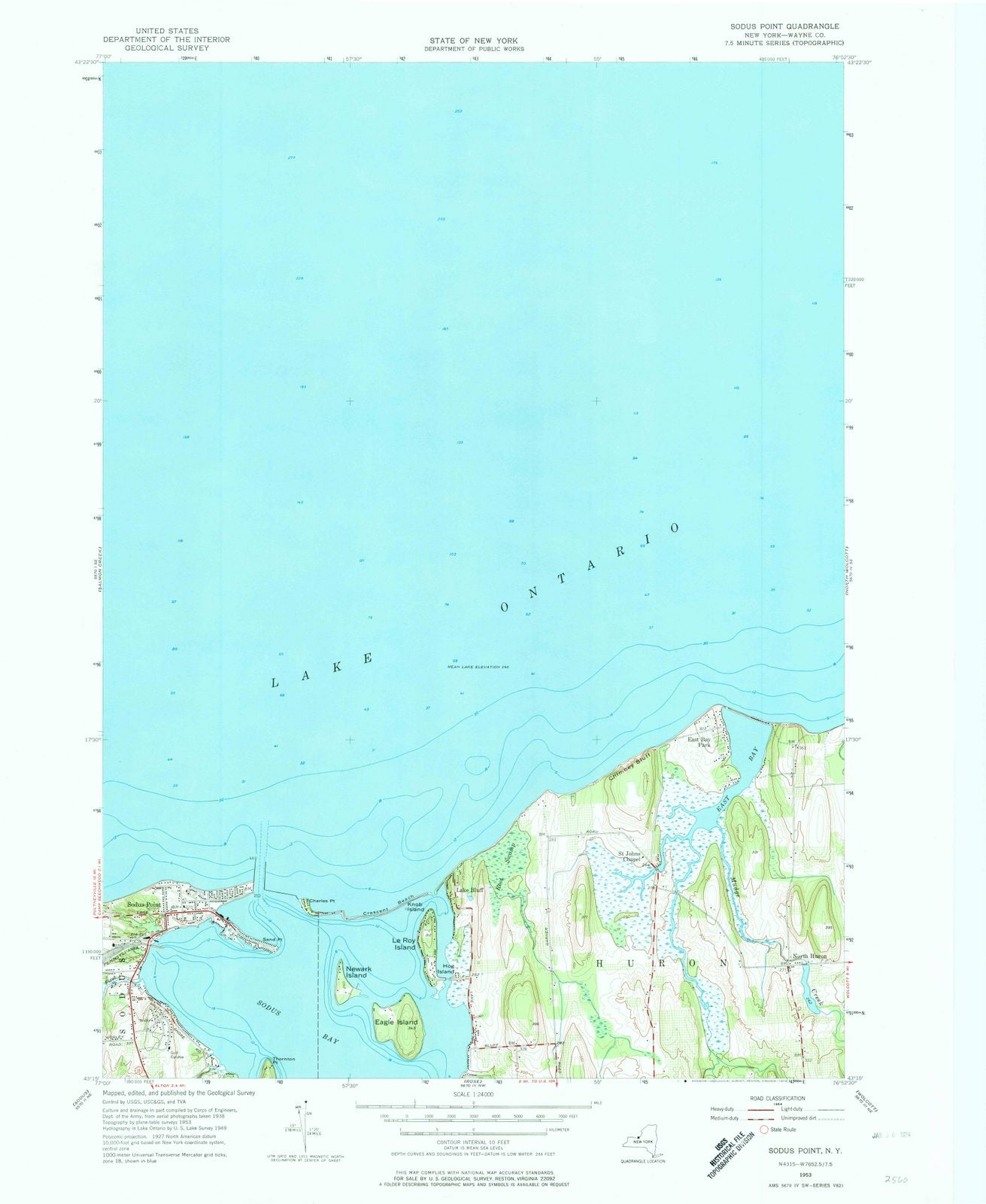 1953 Sodus Point, NY - New York - USGS Topographic Map