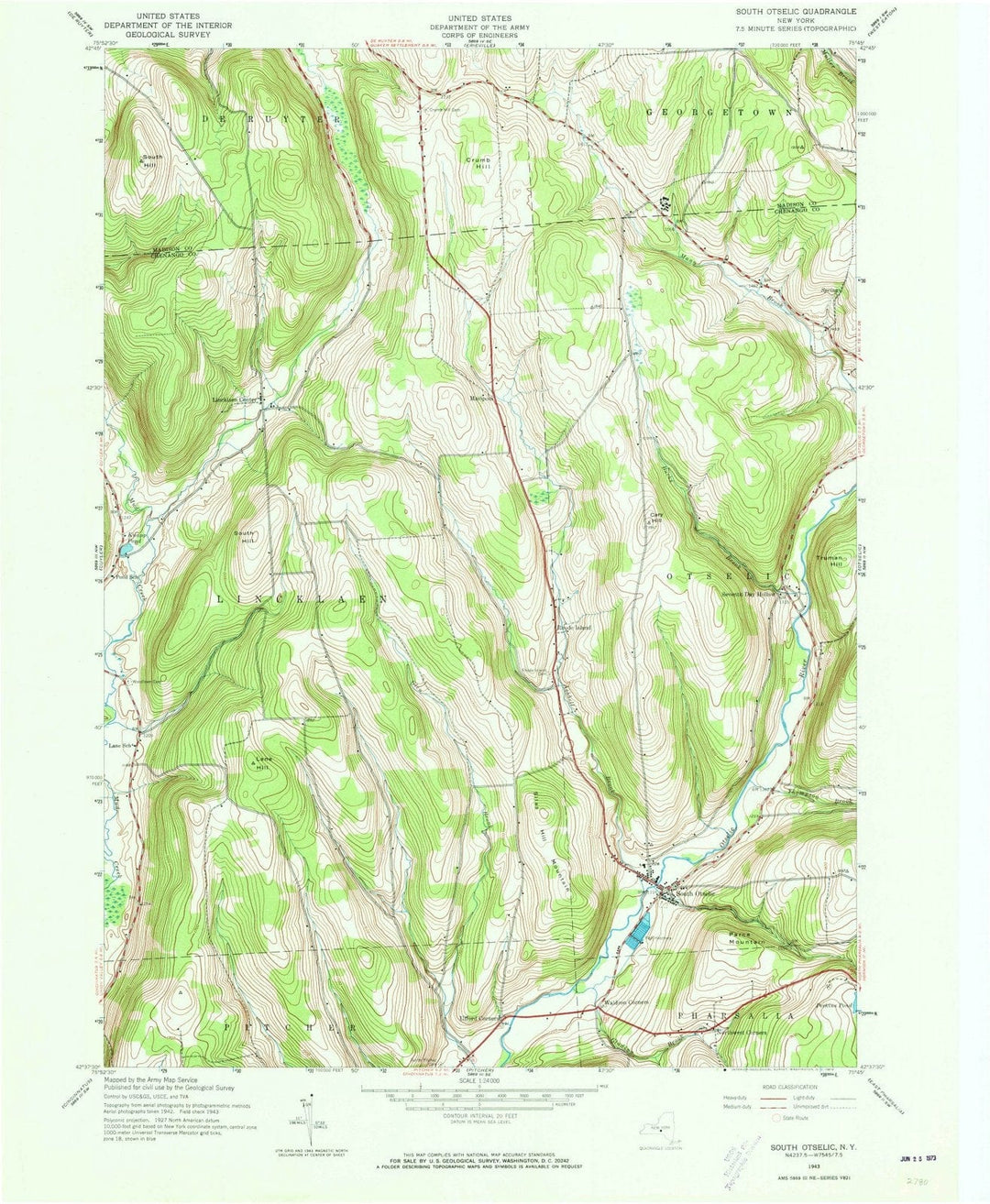 1943 South Ostelic, NY - New York - USGS Topographic Map
