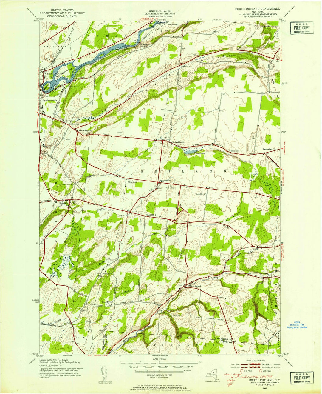 1943 South Rutland, NY - New York - USGS Topographic Map