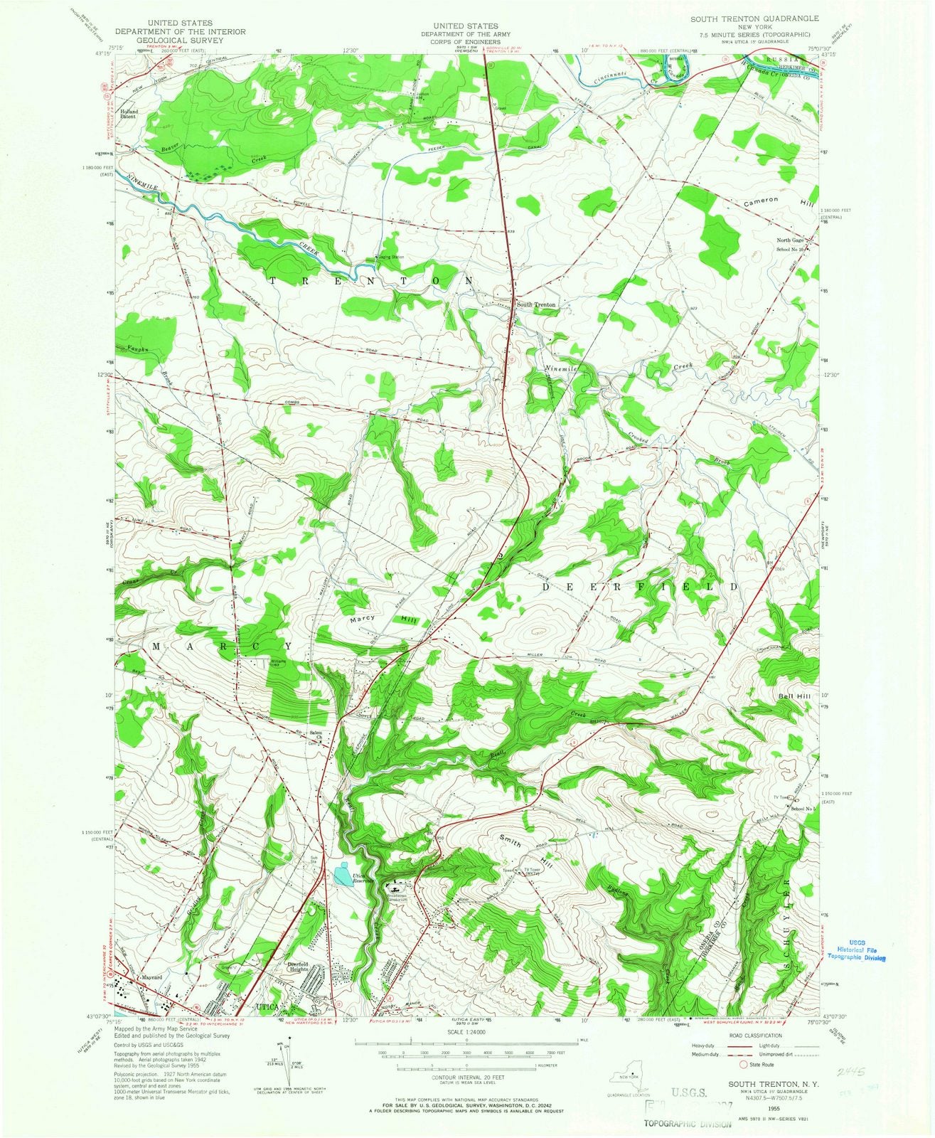 1955 South Trenton, NY - New York - USGS Topographic Map