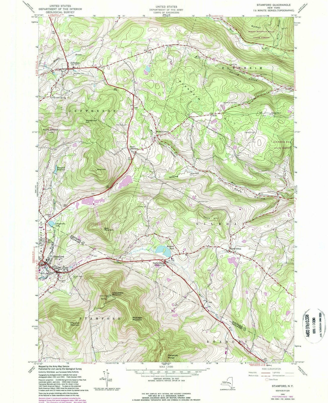 1945 Stamford, NY - New York - USGS Topographic Map