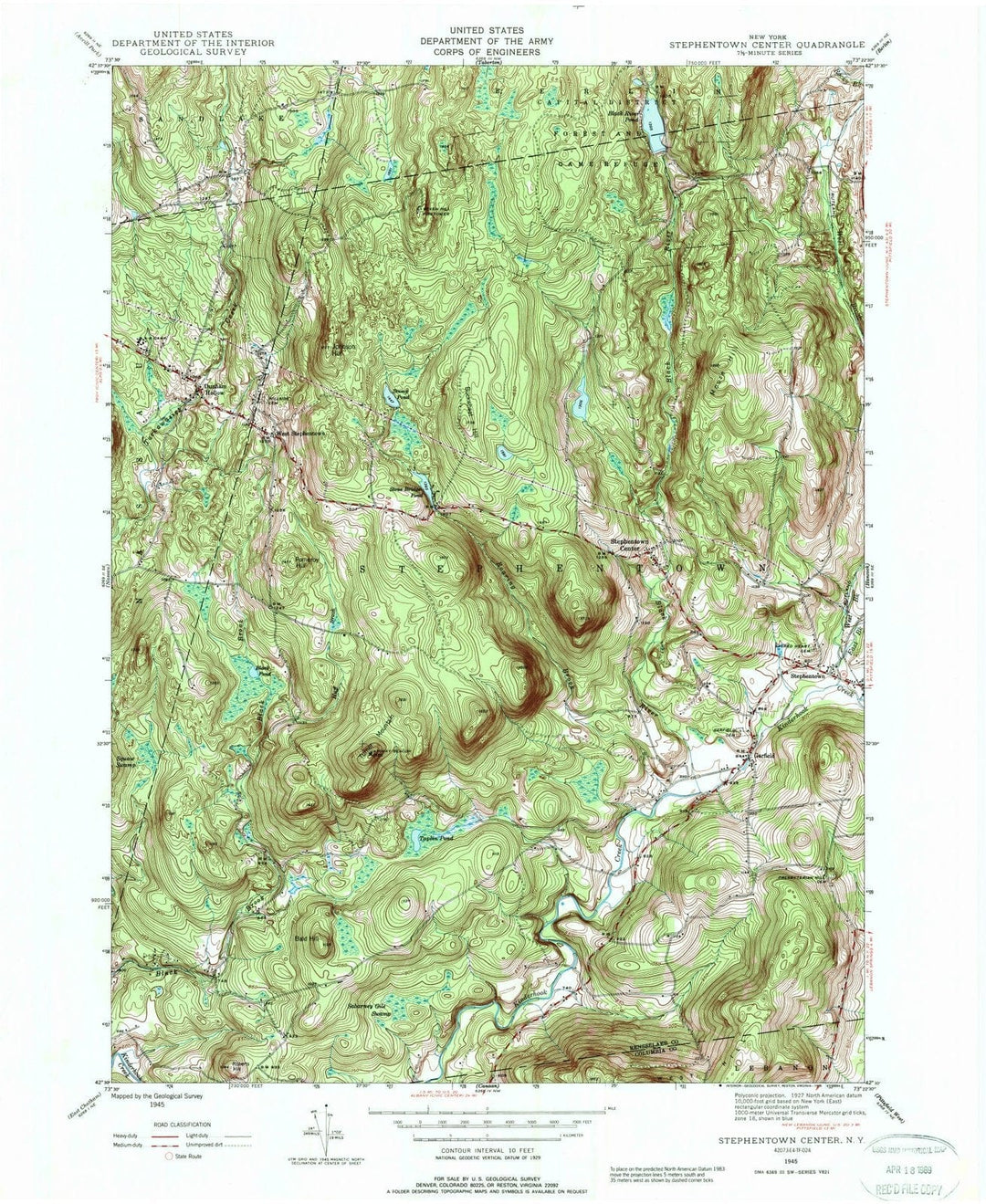 1945 Stephentown Center, NY - New York - USGS Topographic Map