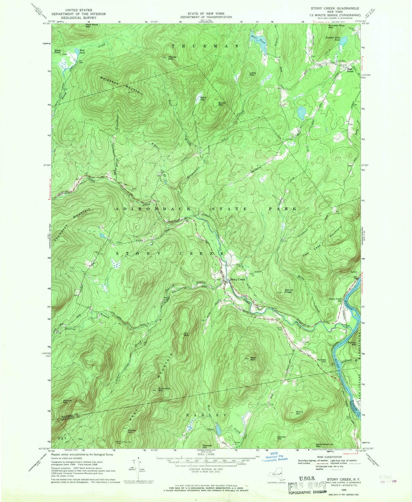 1968 Stony Creek, NY - New York - USGS Topographic Map