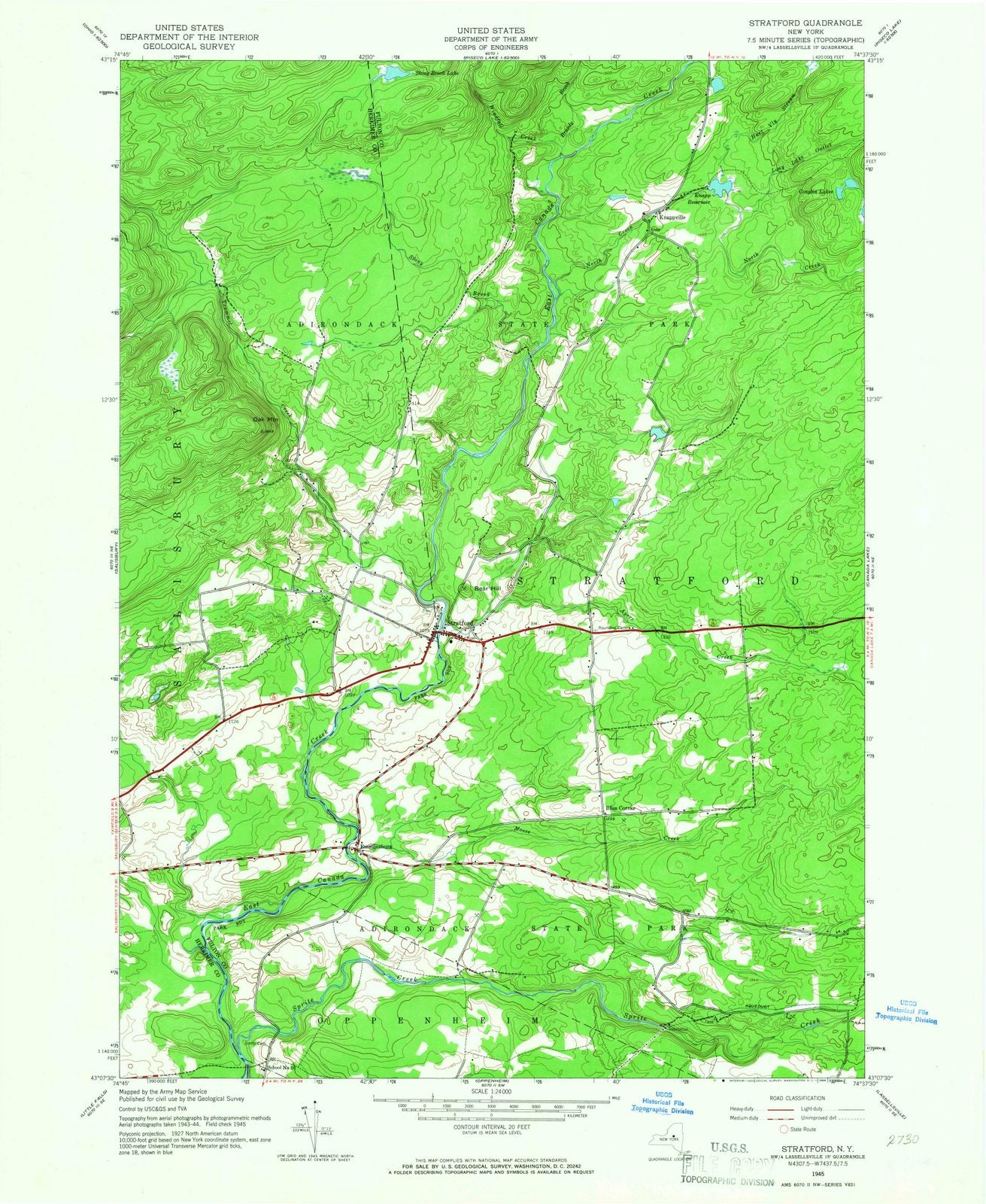 1945 Stratford, NY - New York - USGS Topographic Map